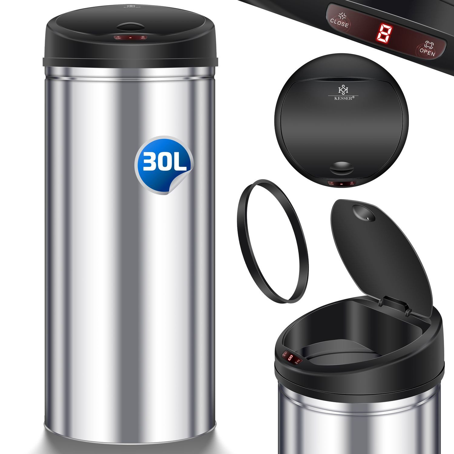 KESSER Mülleimer, Automatik Sensor Mülleimer Abfalleimer Abfall EDELSTAHL