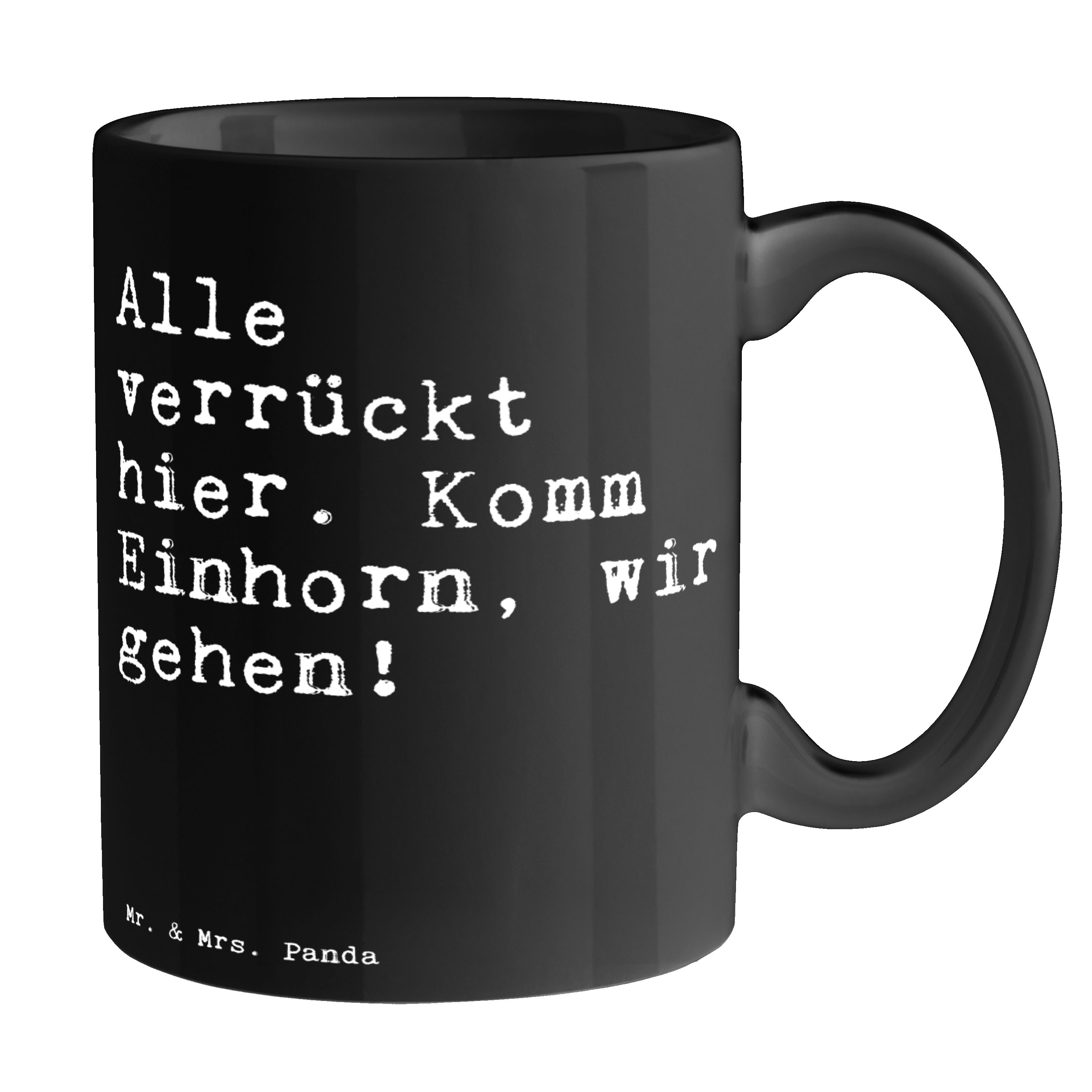 Mr. & Mrs. Panda Tasse Alle verrückt hier. Komm... - Schwarz - Geschenk, Glitzern, Kaffeebec, Keramik Schwarz