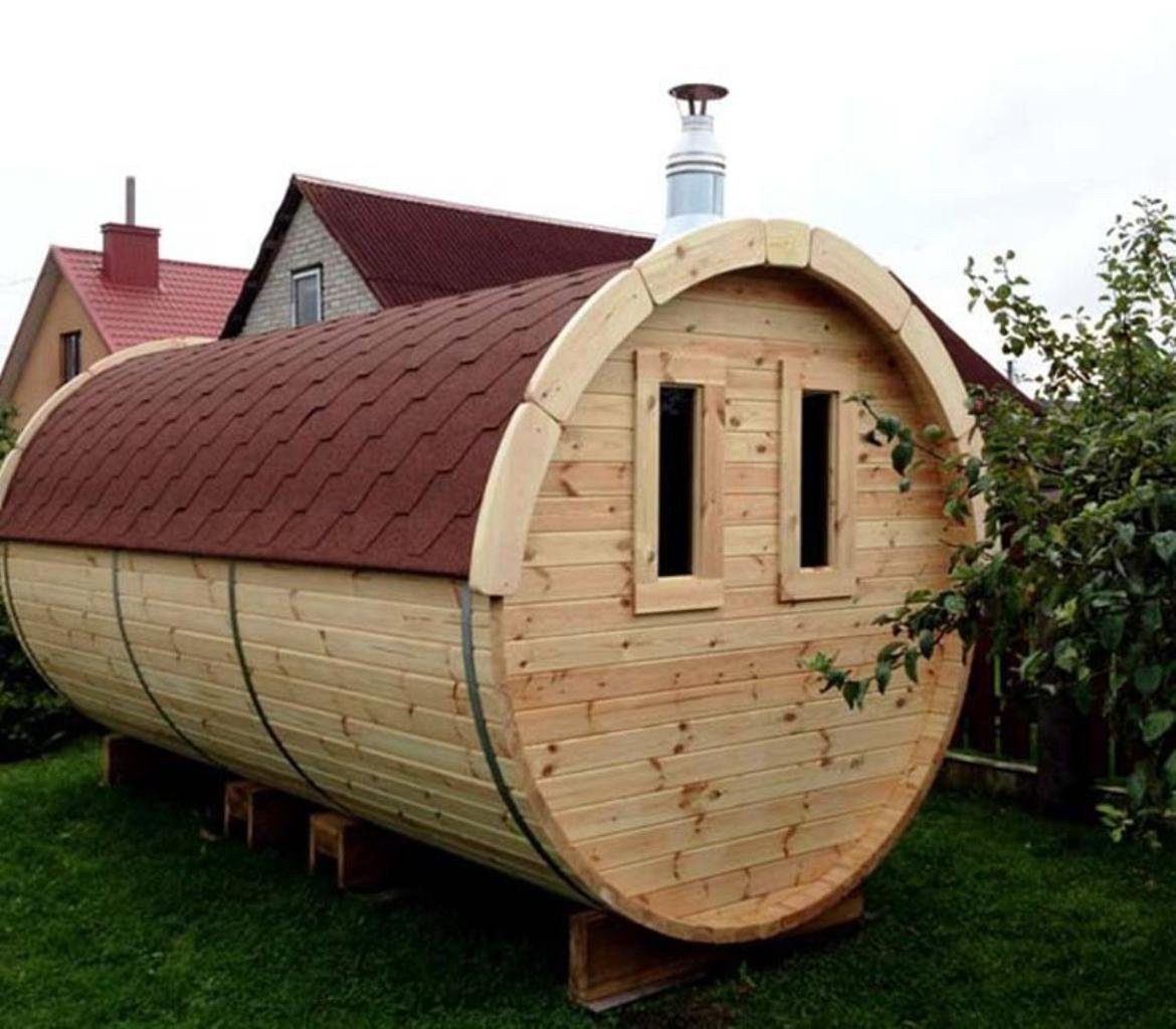 JVmoebel Sauna Sauna Saunafass 4,80 m Personen 6-8 Holz Thermoholz Saunakabine, BxTxH: 2.27 x 4.8 x 2.38 cm, 46,00 mm, (1-St., 1x Sauna) Made in Europa
