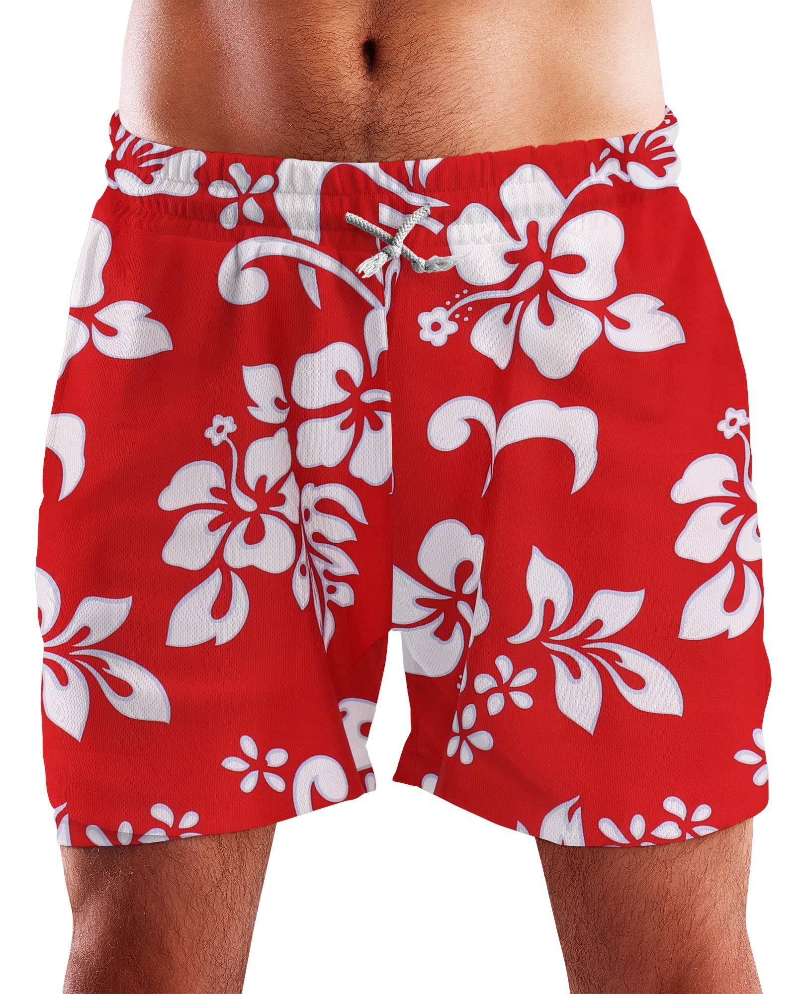 King Kameha Badeshorts Hibiscus Funky Hawaii Bade-Shorts Mesh-Einsatz Verschluss Kordelzug Mit integriertem Mesh-Innenslip für extra Komfort