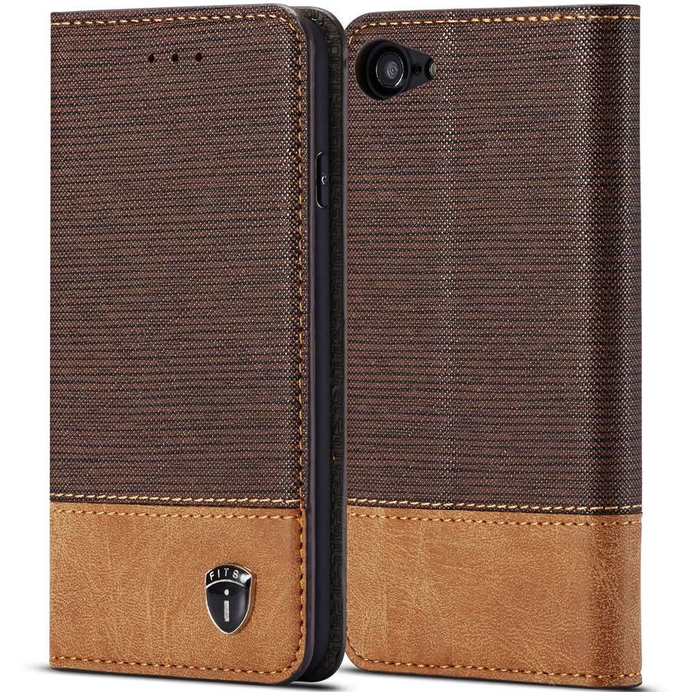 Leder Flip Case Für IPhone 5/5S – Mit Standfunktion & Kartenfächern, Braun, PU-Leder