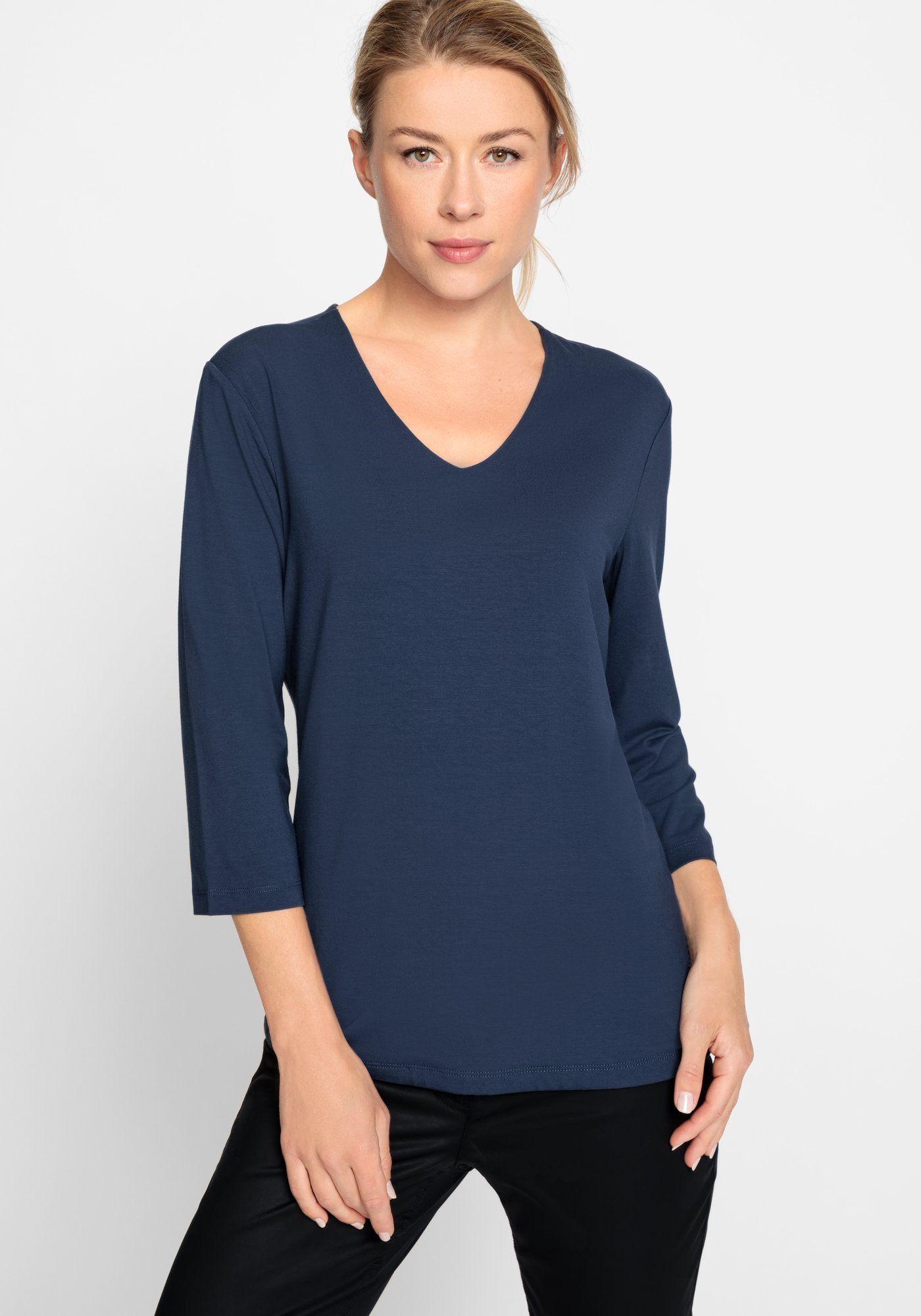 Olsen T-Shirt T-Shirt Long Indigo Denim Sleeves