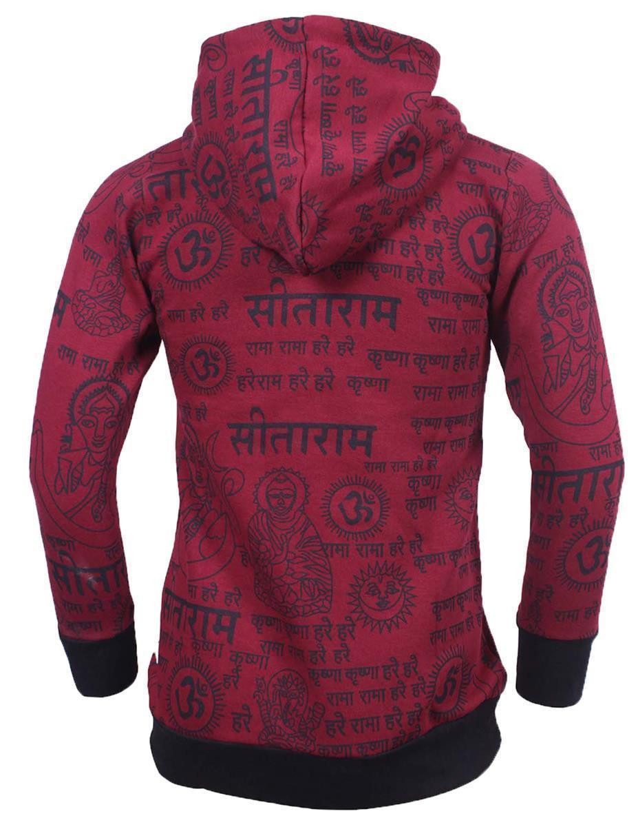 Vishes Kapuzensweatjacke Kapuzenjacke Bedruckt Sanskrit Om Hoodie Jersey Baumwolle Alternative Mode, Boho, Hippie, Ethno, Festival