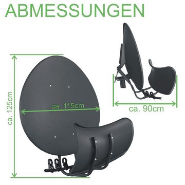 Koscom Satspiegel Koscom Toroidal T90 P - anthrazit Sat-Spiegel (Multifocus Antenne - inkl. 5 Stück LNB Halter)