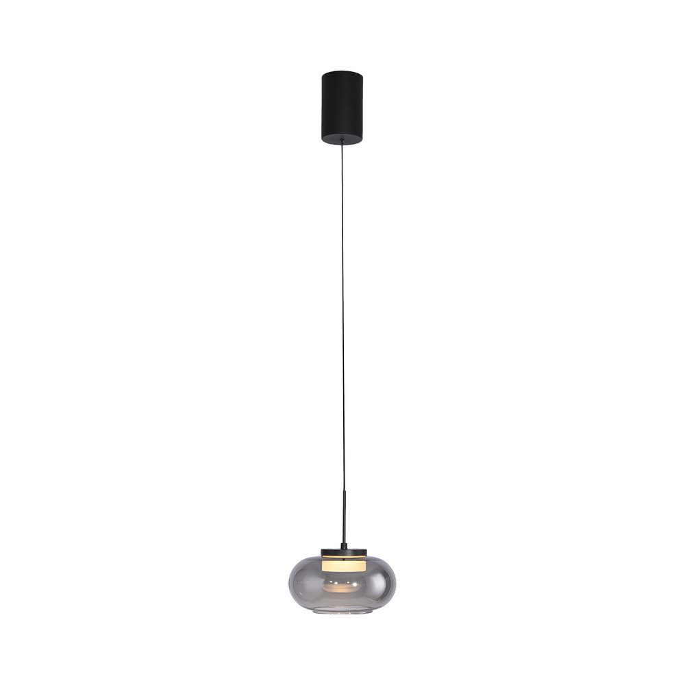 JUST LIGHT LED Pendelleuchte LED Pendellampe SW SIA, höhenverstellbar, 1x LED Board 4,5 W, warmweiß, Rauchglas, höhenverstellbar, Lichtfarbe warmweiß