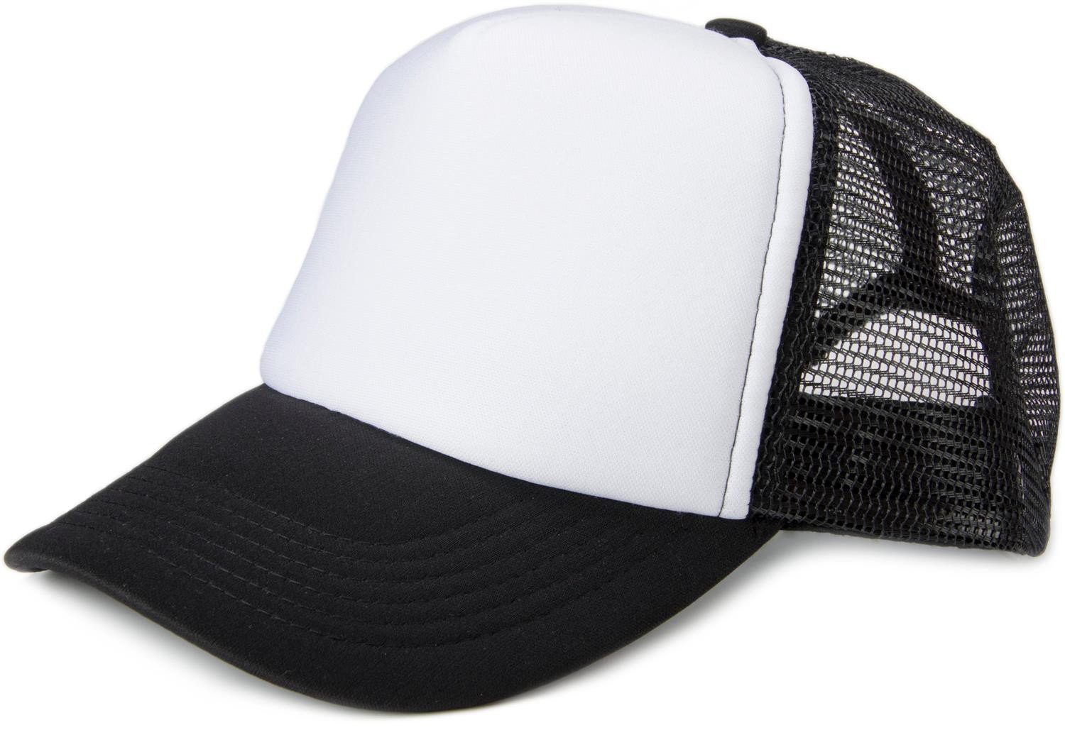 styleBREAKER Trucker Cap (1-St) 5-Panel Mesh Cap Weiß-Schwarz