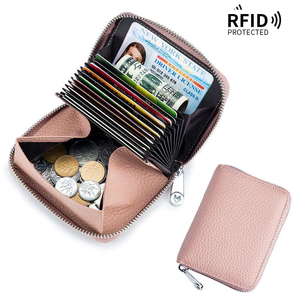 RFID-Schutz Kartenetui Geldbeutel, Damen, Geldbörse Klein Rosa Reißverschluss VIVIHEYDAY Geldbörse, Portemonnaie Kartenhalter