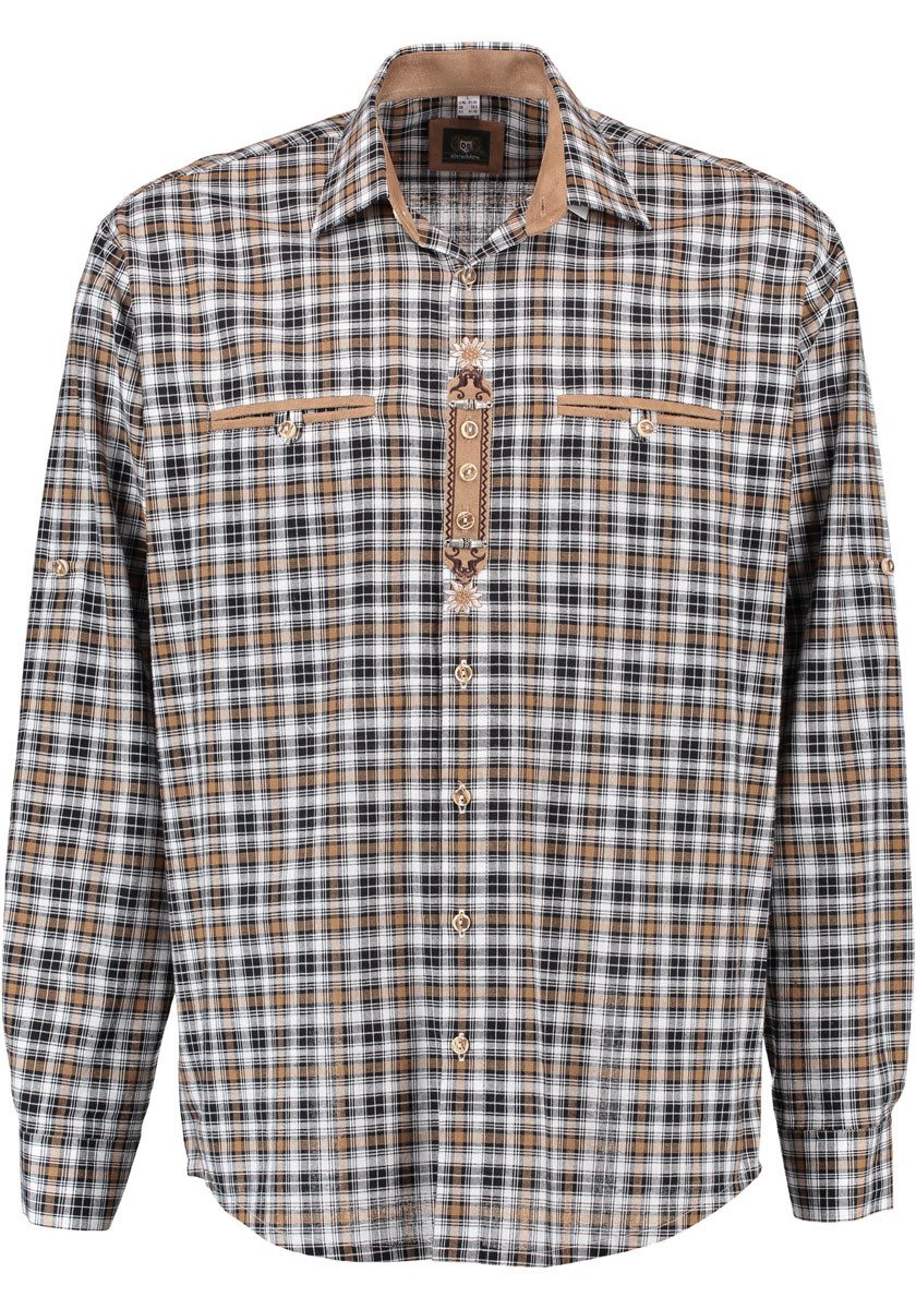 OS Trachten Trachtenhemd Hidayo Langarmhemd mit 2 Paspeltaschen, Leistensti günstig online kaufen