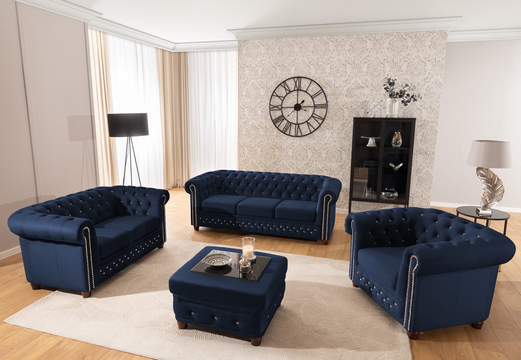 S-Style Möbel Polstergarnitur Chesterfield 3+2+1 Cleo günstig online kaufen