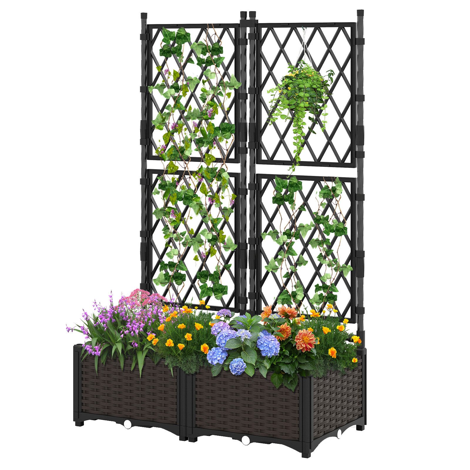 KOMFOTTEU Blumenkasten, Hochbeet mit Rankgitter, für günstig online kaufen