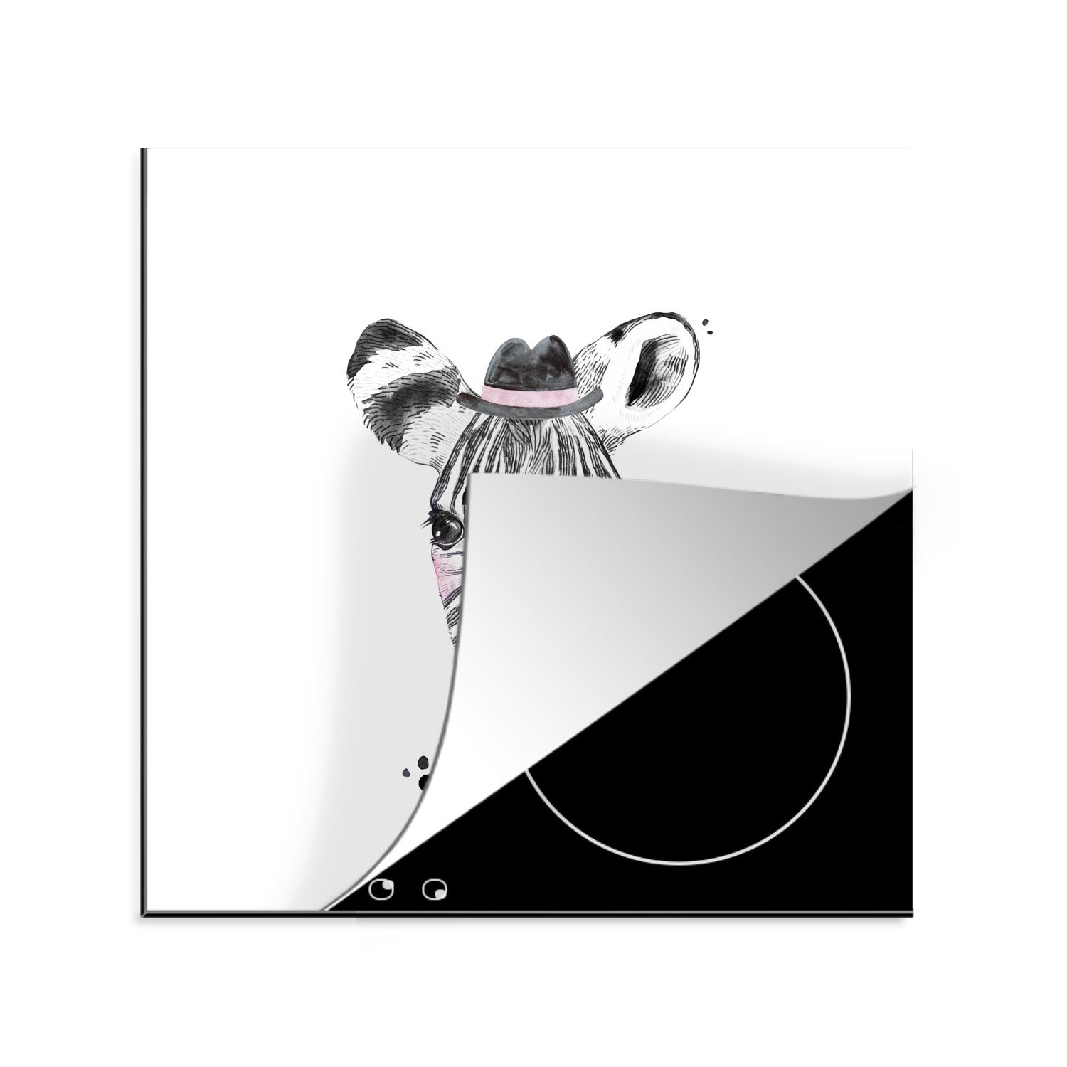 MuchoWow Herdblende-/Abdeckplatte Zebra für Tiere Vinyl, - - Ceranfeldabdeckung, küche Mädchen Kind Arbeitsplatte Kaugummi - - tlg), - Rosa, (1 78x78 cm