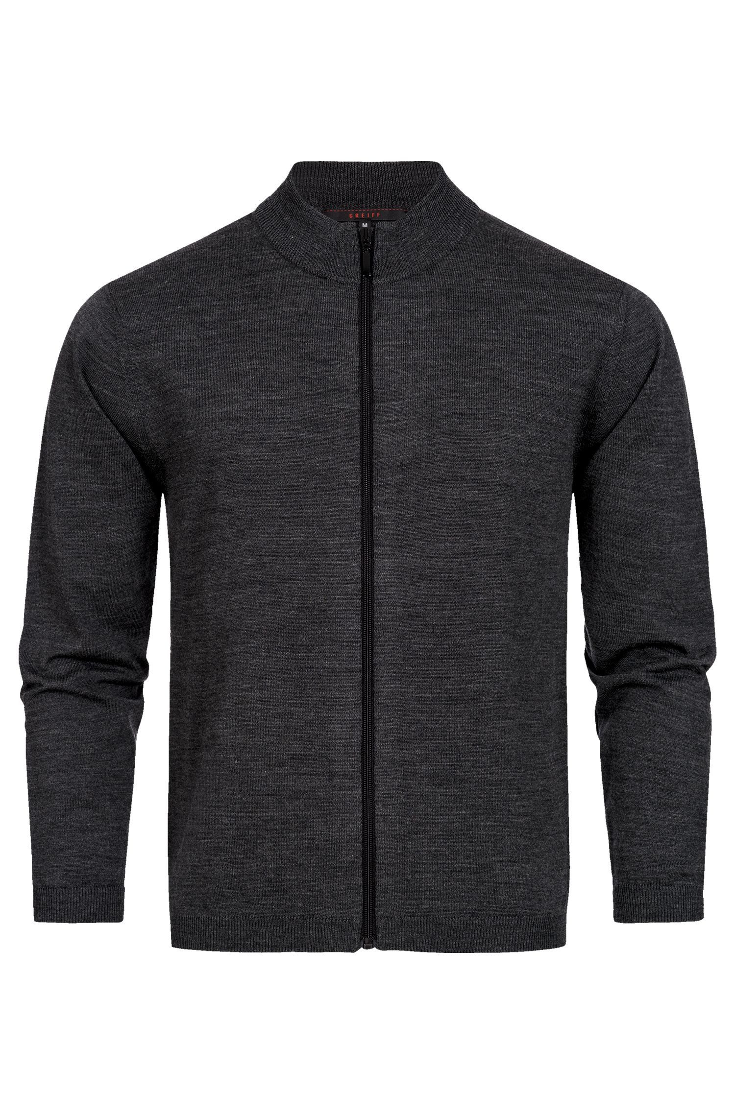 GREIFF Strickjacke Greiff STRICK Herren Strickjacke Reißverschluss Regular Anthrazit