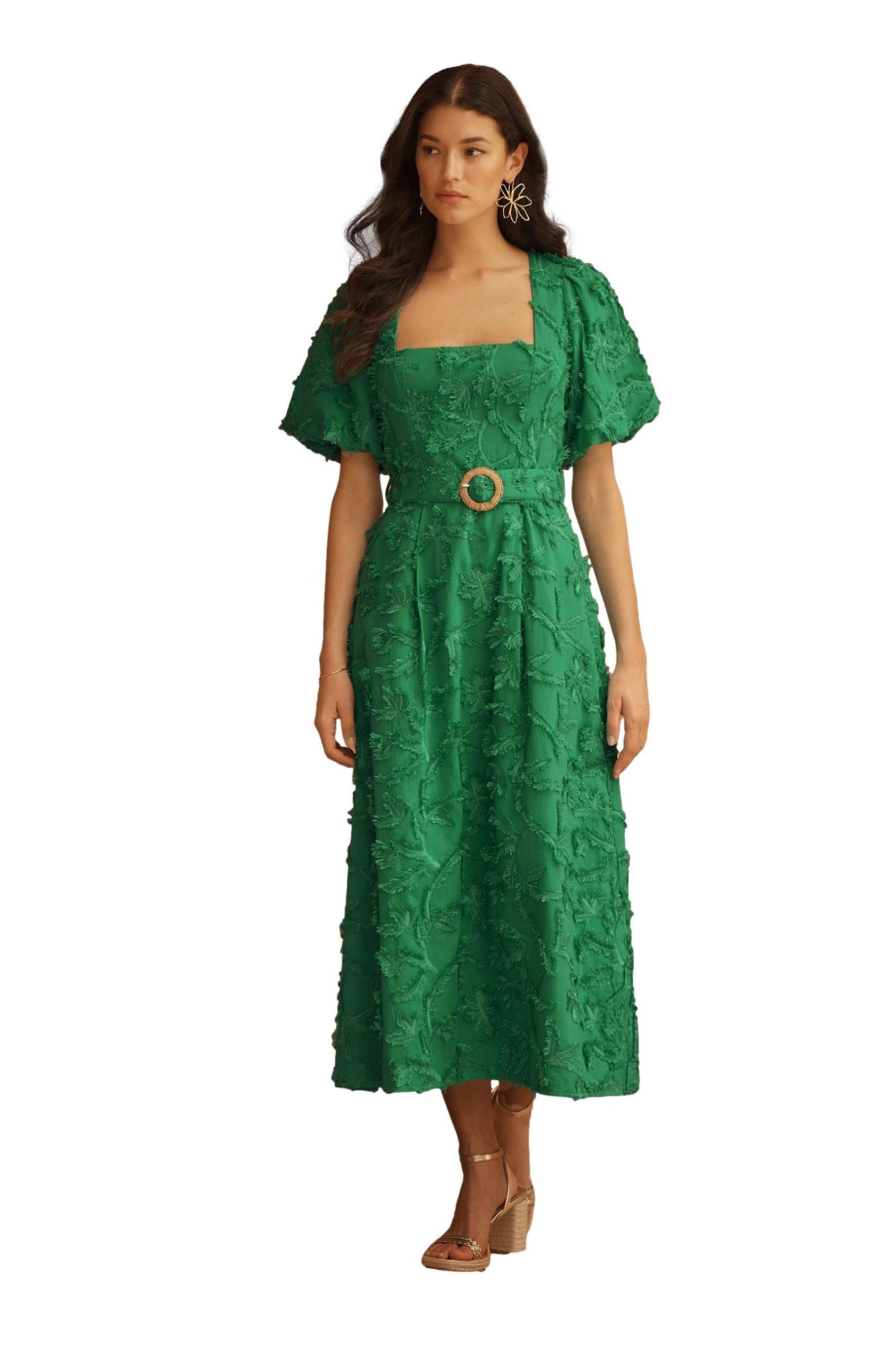 Love & Roses Midikleid Love & Roses Midikleid mit Puffärmeln, Regular (1-tlg)