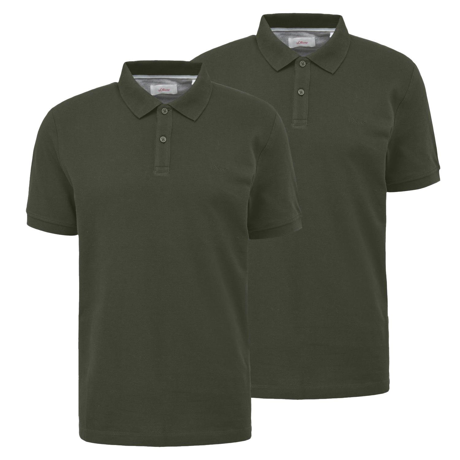 sportive s.Oliver (2-tlg) Knöpfe, klassisch, Poloshirt 2er Pack Piqué-Struktur, 2 Logo-Stickerei,