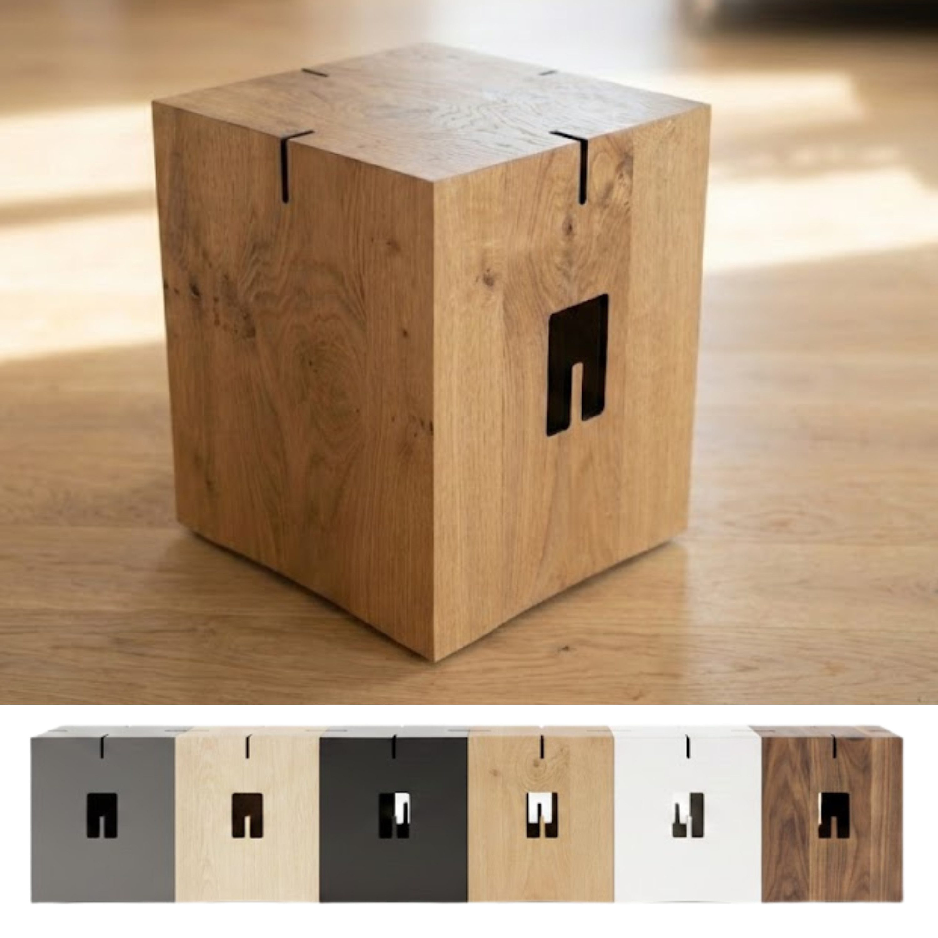 never sit alone Sitzhocker Holz - Crossit Sitzwürfel - verkettbar & kombinierbar - Design Hocker (Hocker einzeln oder als Set kombinierbar – Design Sitzhocker - belastbar bis 120 kg, 6 Varianten verfügbar, Beistelltisch oder als Sitzgelegenheit), Hochwertige Handarbeit