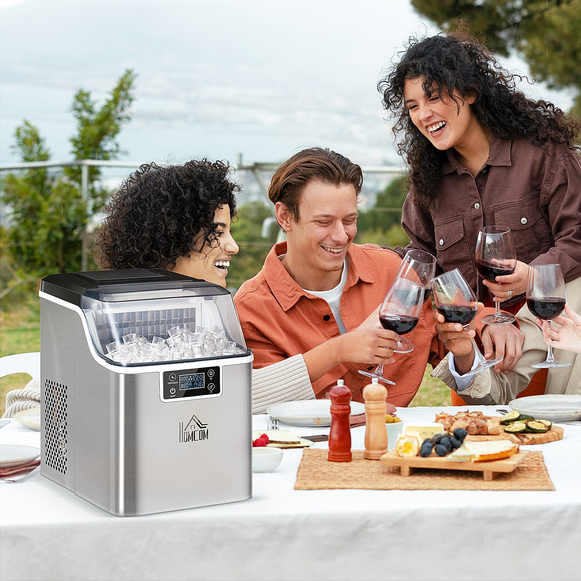 HOMCOM Eiswürfelmaschine Polyrattan Gartengarnitur Gartenmöbel, Versteckter Stauraum