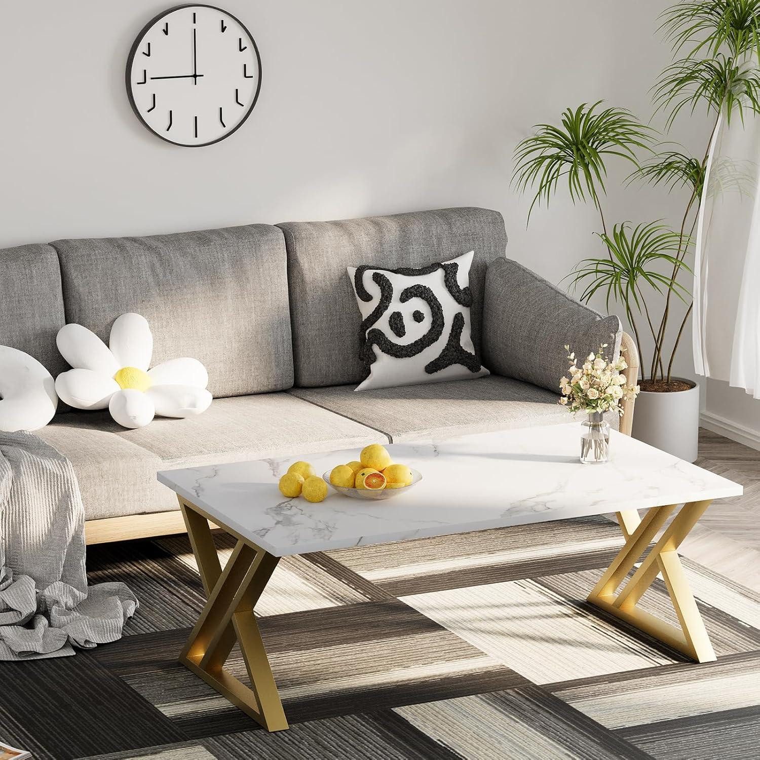 LuxusKollektion Couchtisch Couchtisch Holz Marmor Weiß günstig online kaufen