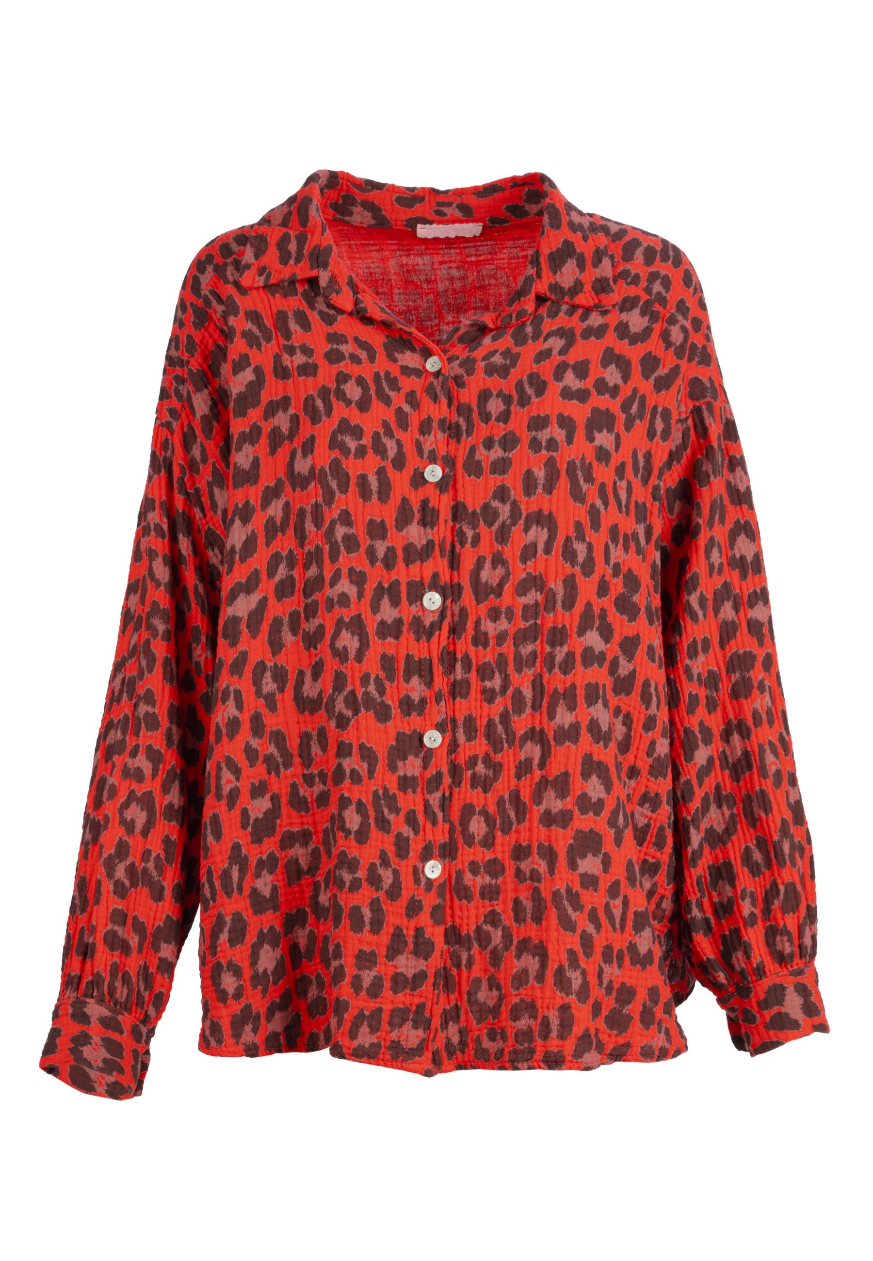 Seasons of April Hemdbluse LEO QUEEN MUSSELIN OVERSIZED Oversized Musselin Bluse 100% Baumwolle, Leoparden Muster
