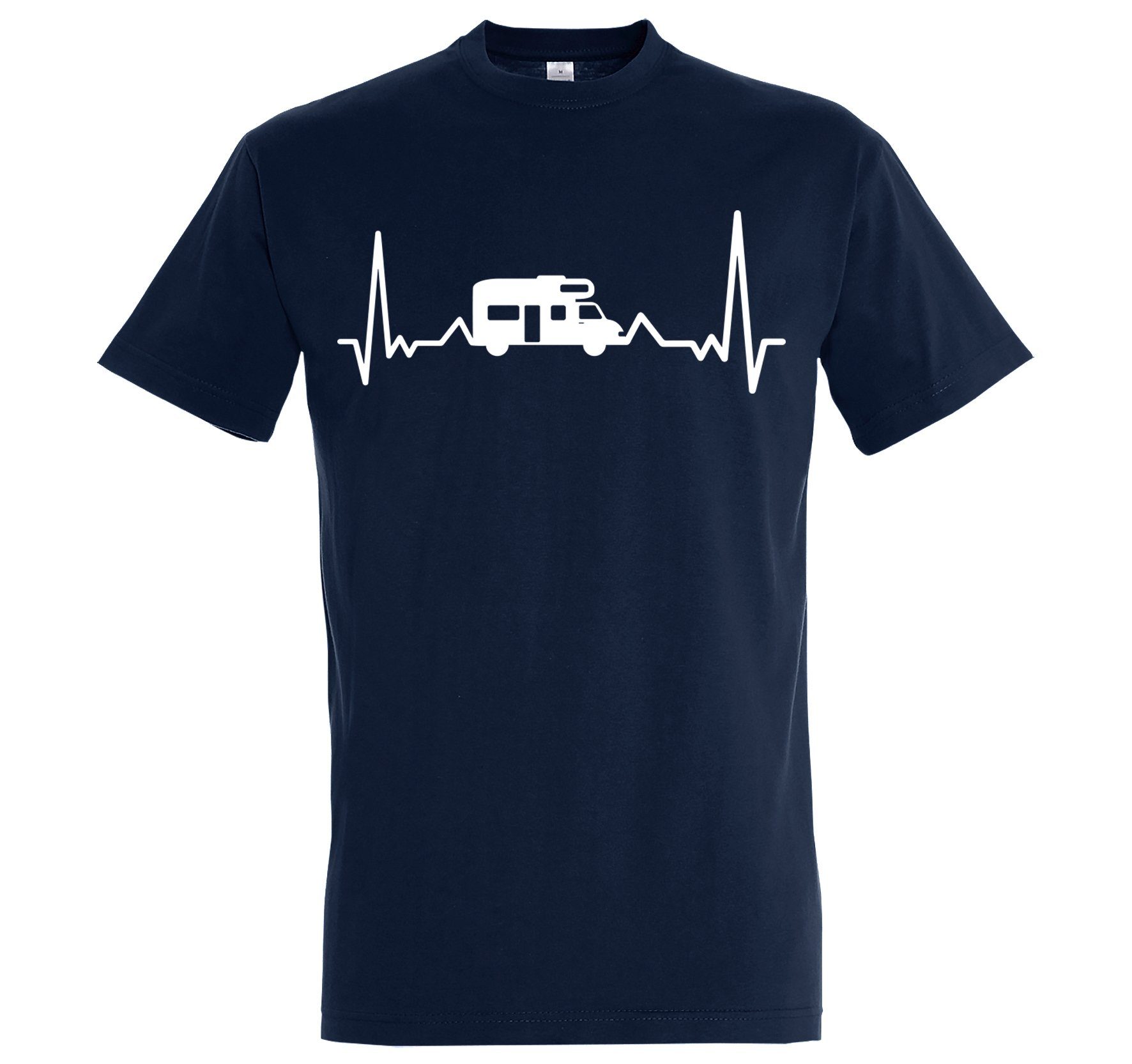 Youth T-Shirt Herren Navyblau Camping Frondruck Shirt Herzschlag Designz lutsigem mit
