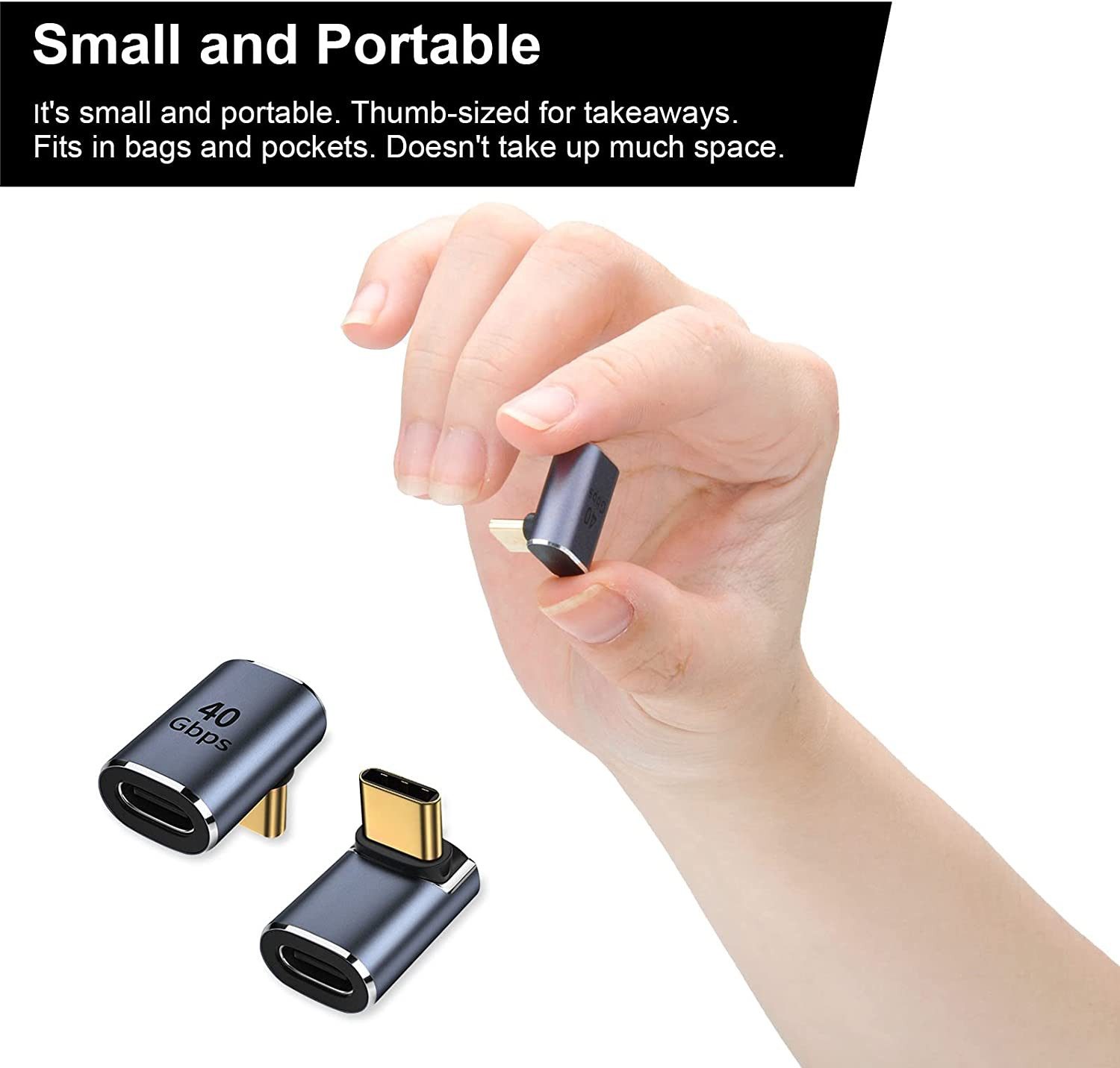 Bolwins I58 USB-C 4.0 Stecker auf Buchse Verlängerung Adapter PD Laptop Handy Audio- & Video-Adapter USB-C 4.0 Stecker (90° abgewinkelt) zu USB-C 4.0 Buchse, 0 cm, 90° Winkeladapter, schützt USB-C-Port