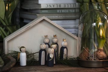 Ib Laursen Dekohänger IB Laursen Weihnachts Krippe mit 7 Holz Figuren Set Krippen Weihnachten Deko