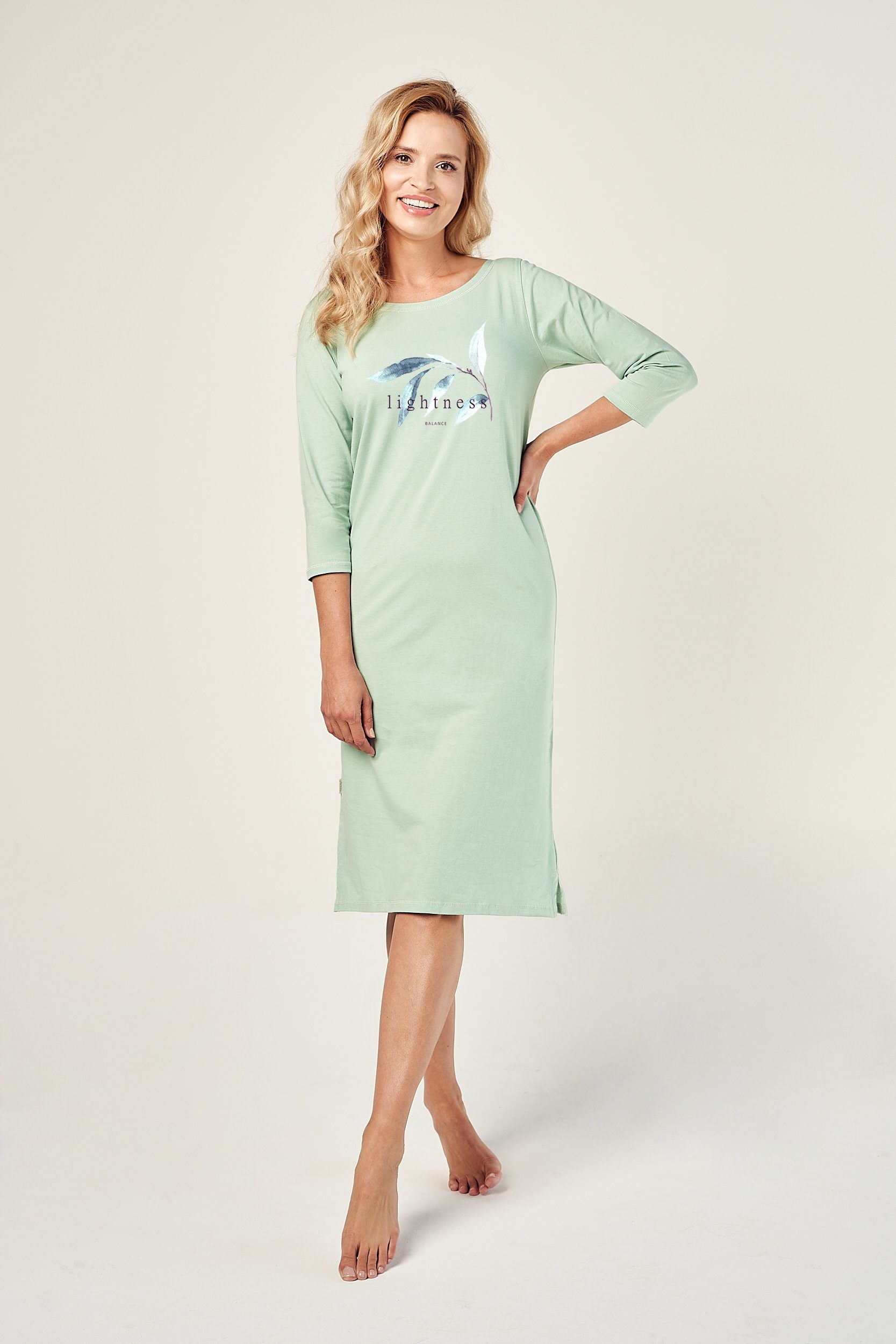 Mademoiselle Sommeil Nachthemd mit 3/4 Ärmeln und Motivdruck günstig online kaufen