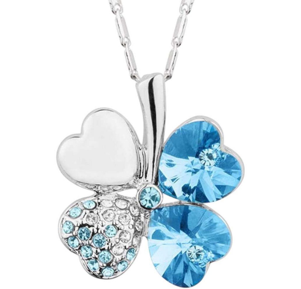 Taffstyle Kette mit Anhänger Kleeblatt Halskette Zirkonia Kristall Weißgold vergoldet Damen Schmuck (Edler Kleeblatt Anhänger mit …