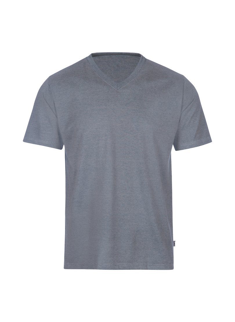 Trigema T-Shirt steingrau-melange DELUXE V-Shirt TRIGEMA Baumwolle