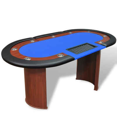 vidaXL Spieltisch Pokertisch für 10 Spieler mit Dealerbereich und Chipablage Blau, (1-tlg)