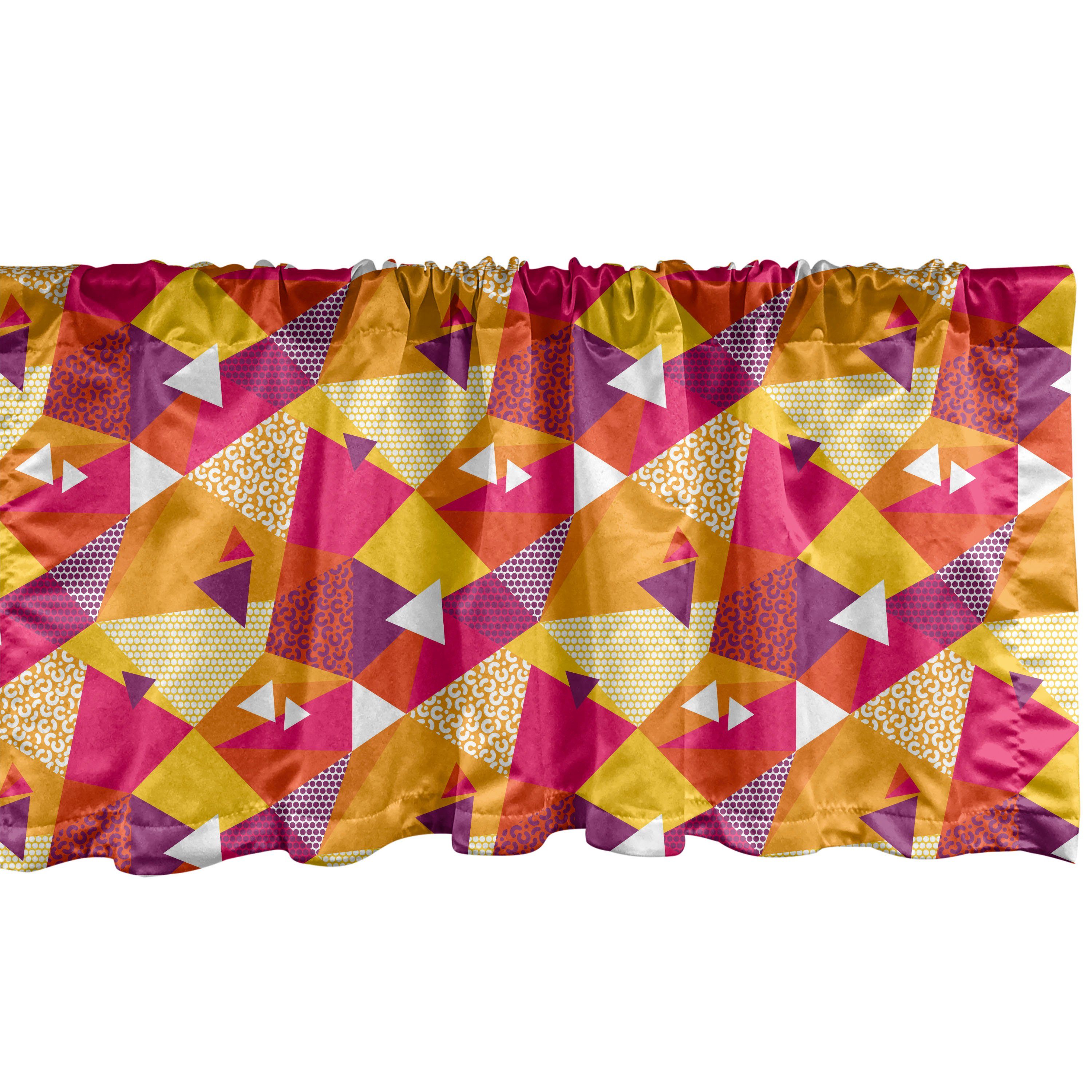 Scheibengardine Vorhang Volant für Küche Schlafzimmer Dekor mit Stangentasche, Abakuhaus, Microfaser, Abstrakt Geometrische Triangles Streifen