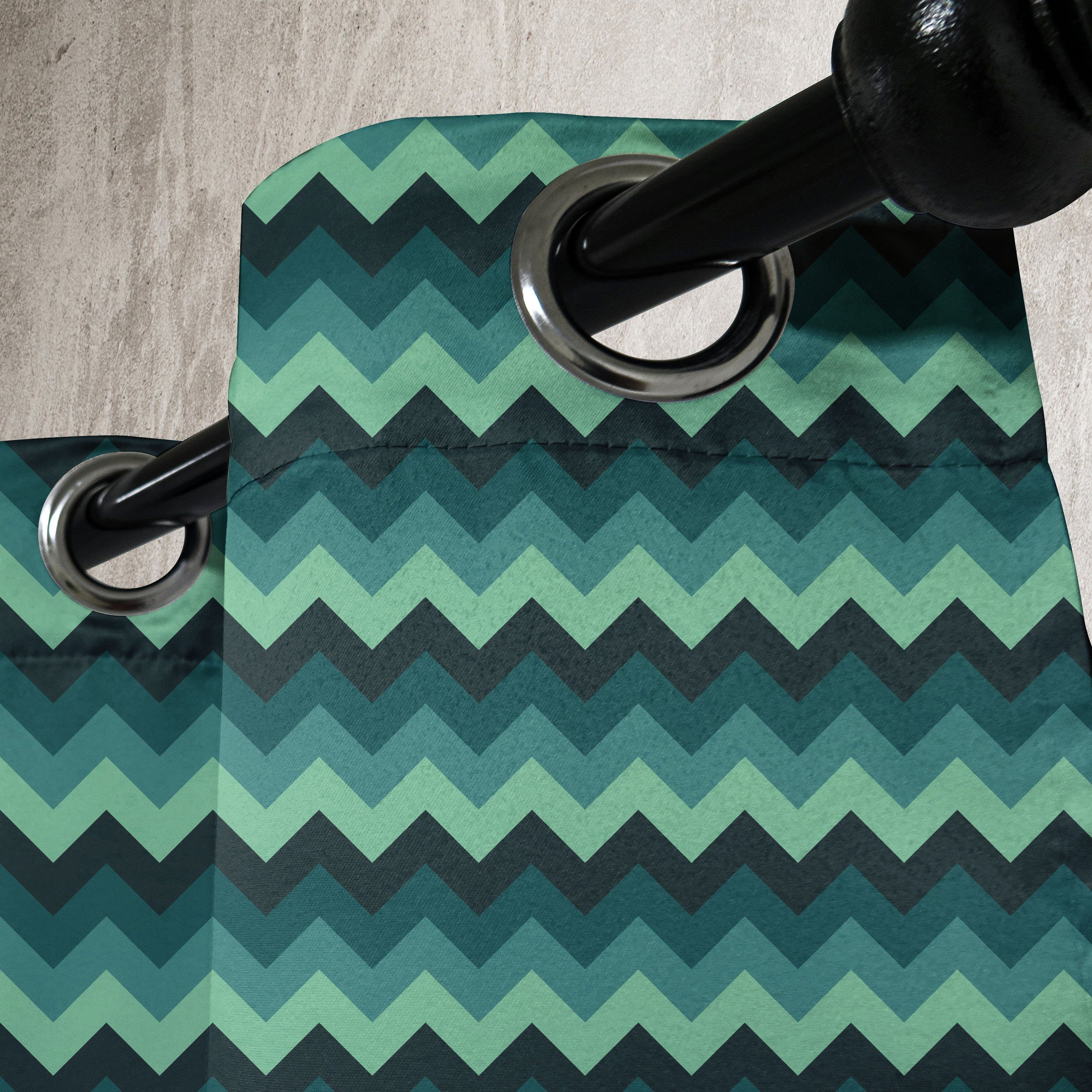 Schlafzimmer Wohnzimmer, Dekorative Gardine Geometric Abakuhaus, Chevron-Art für Teal 2-Panel-Fenstervorhänge