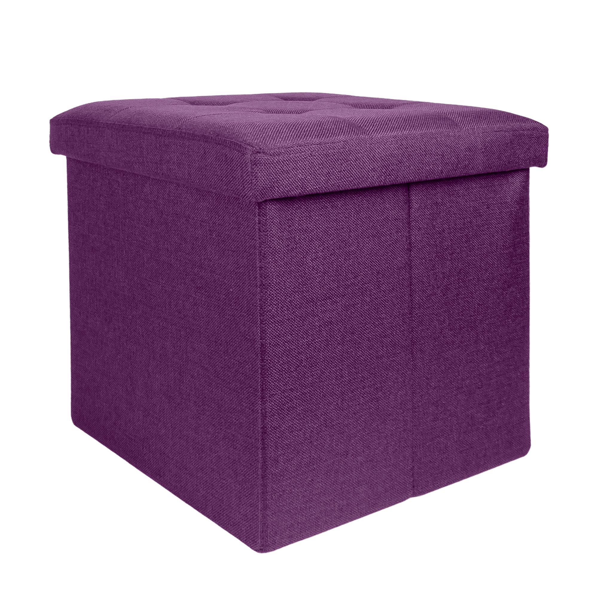 Intirilife Стільці (Sitzwürfel mit Stauraum 30x30x30 cm in NEBEL LILA - Fußablage), Faltbare Стільці - aus Stoff mit Mulden - Aufbewahrungsbox Truhe