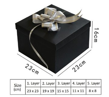 101DIYStudio Geschenkbox Explosionsbox zum Selbstbasteln, Überraschungsbox Geburtstag Hochzeit (Geschenk Hochzeit Geburtstag, 5-Schichten+Geschenktasche)
