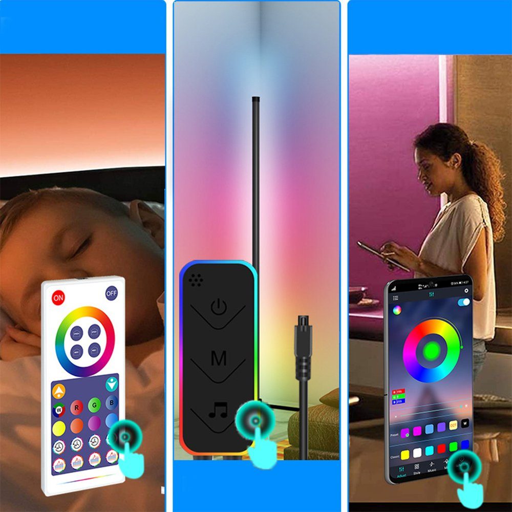 Leuchte Farbwechsler Stehleuchte, Standlampe Sync, Music LED Stehlampe Bluetooth Fernbedienung Warmweiß,Tageslichtweiß, Steh Stehlampe mit RGB Smart RGB, Corner XIIW Dimmbar App