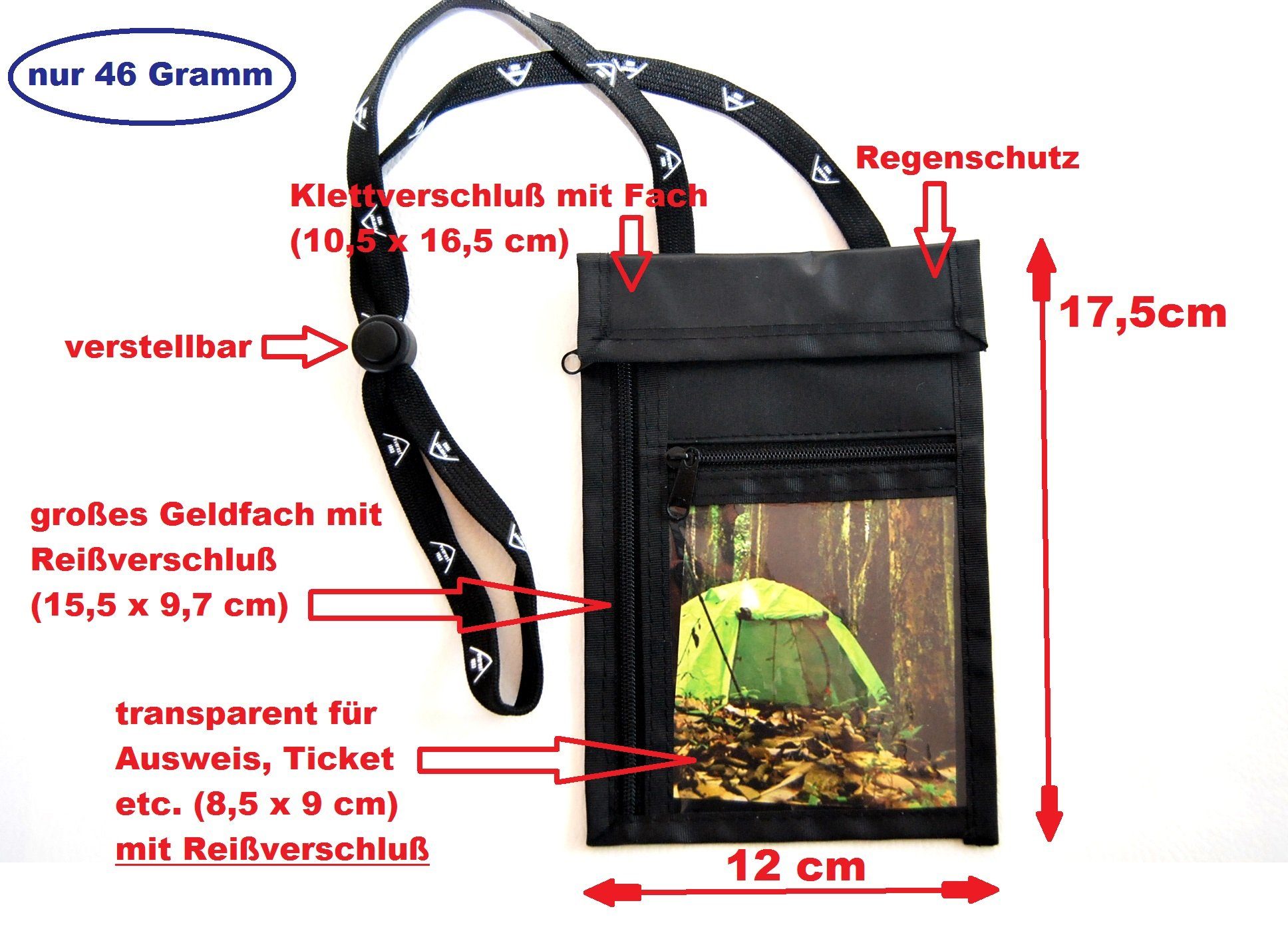 everest 1953 Brustbeutel everest1953 RV Brustbeutel Sichtfenster Brustsafe Brusttasche Outdoor, Faltbarer brustbeutel – Bild 4 von 5