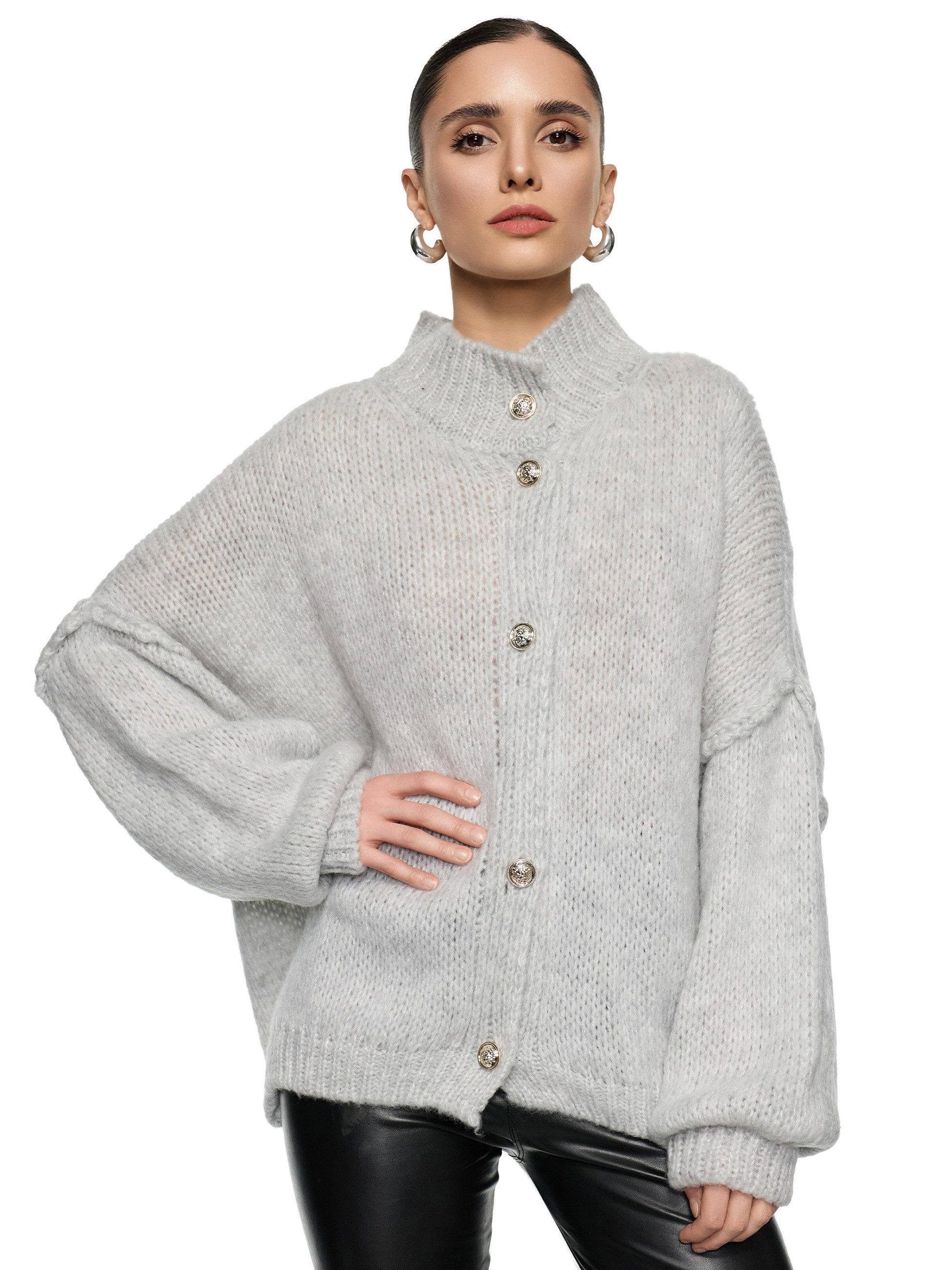 Worldclassca Cardigan WORLDCLASSCA Damen Cardigan Oversize Strickjacke mit Knöpfen Fashion Neue Kollektion - Stilvolle und gemütliche Strickmode für Damen