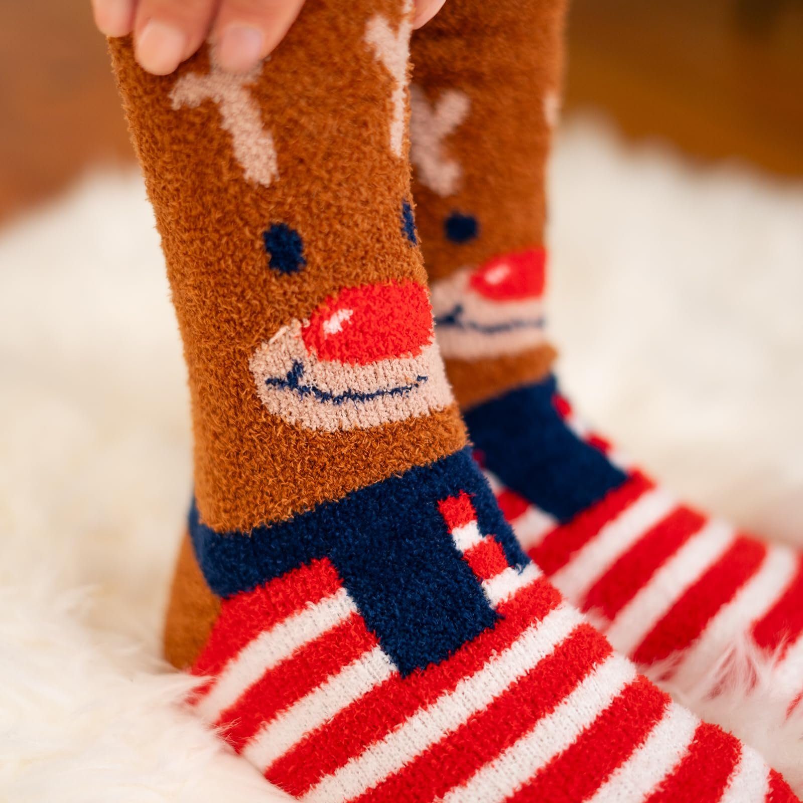 Frauen Chenille socken Warme Weihnachtssocken Paar) Socken (1 Socken Für Weihnachten Soxo Rentier Bunte