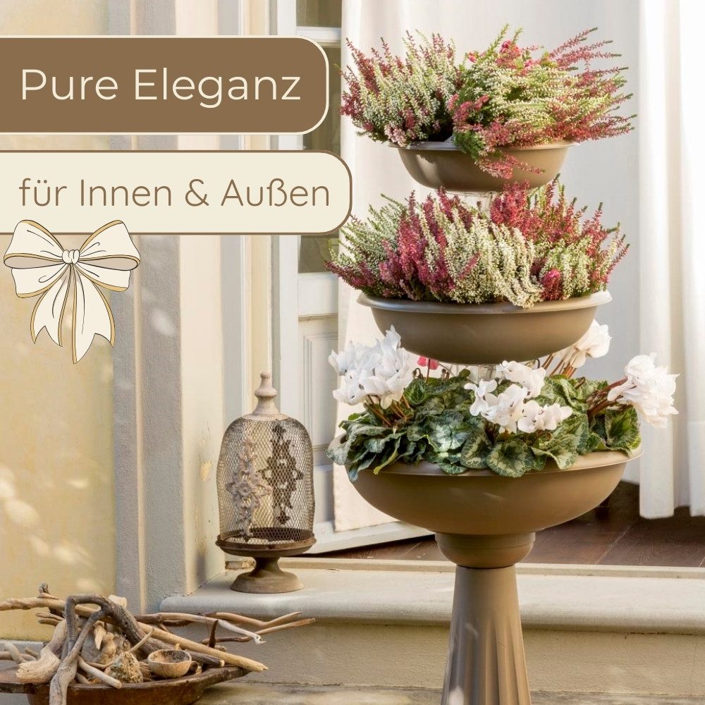 GarPet Pflanzschale Blumenständer mit 3 Schalen Pflanzturm Pflanzsäule Blumenständer Hoch