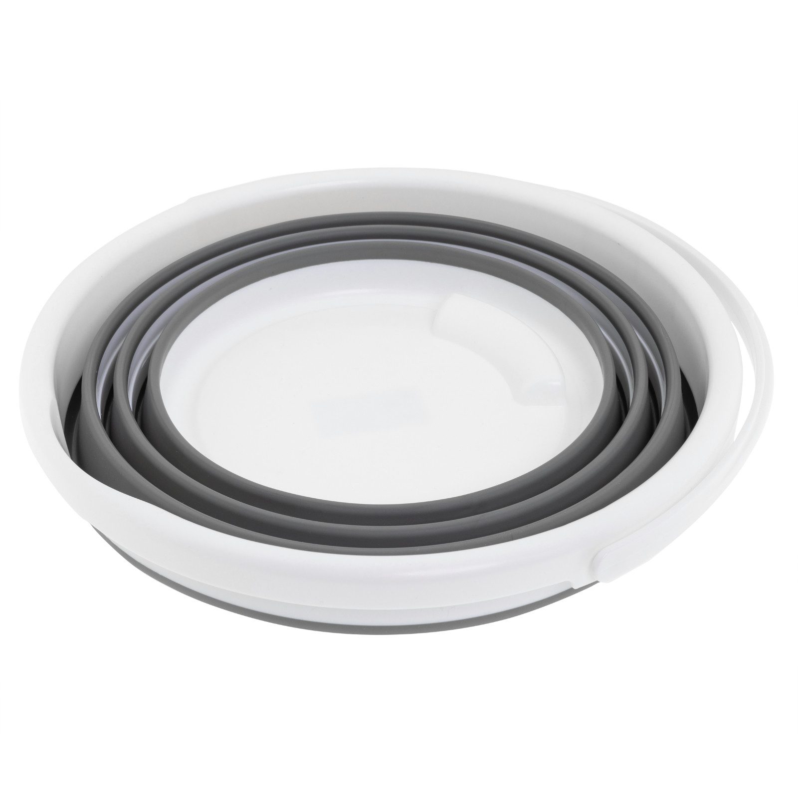 Haushalt International Falteimer Eimer Putzeimer faltbar 10L Weiß Grau Kunststoff 2 Stk, (Set, 2-tlg., Packung), faltbar, Praktisch, Ø 31 cm, Falteimer