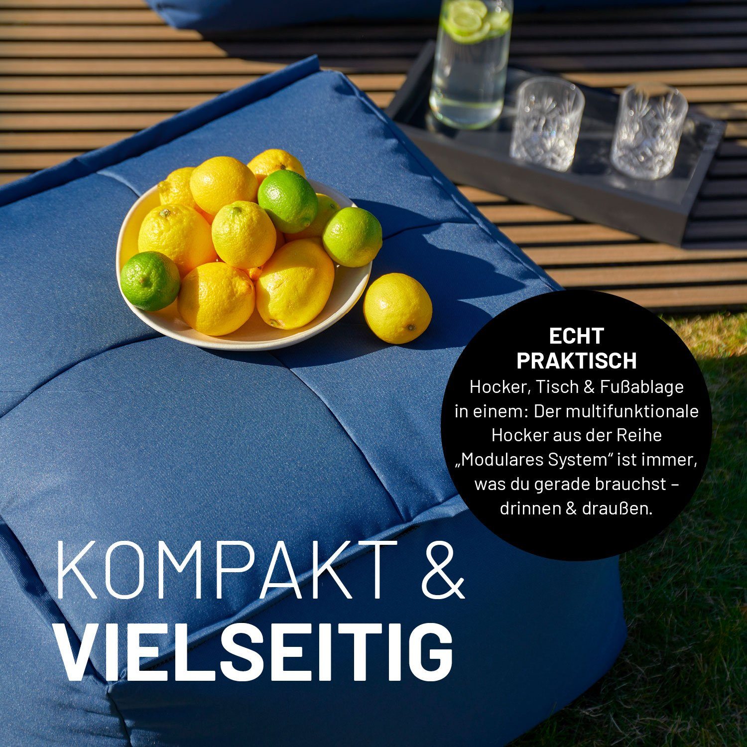 grau System, Sofa In- wasserfest Lumaland waschbar mit erweiterbar Bezug Modularen Loungeset & individuell kombinierbar Sessel abnehmbarer dem outdoor