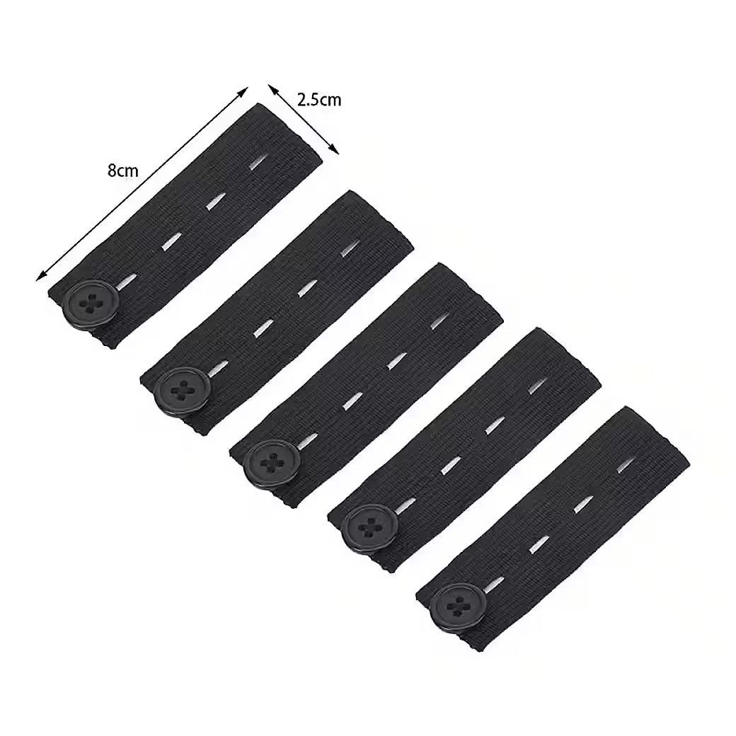 Ware aus aller Welt Bunddehner 5er Set Hosenbund-Erweiterung elastisch 8 x 2,5 cm (5-tlg), Ohne Nähen, flexibel verwendbar, wiederverwendbar