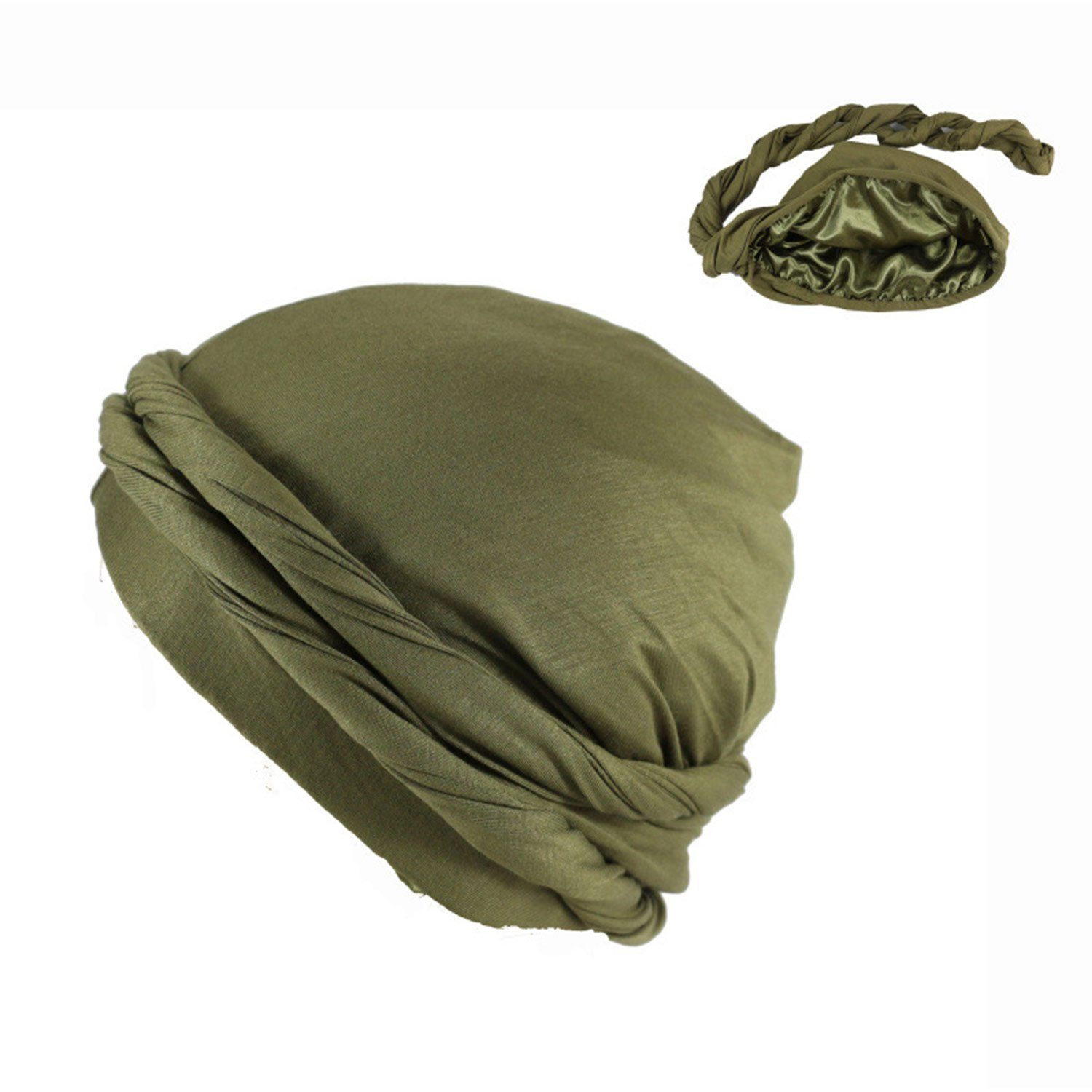 MAGICSHE Turbanmütze Herren Schlapphut Turban Hut, Kopfbedeckung, Ethnic Turban Armeegrün