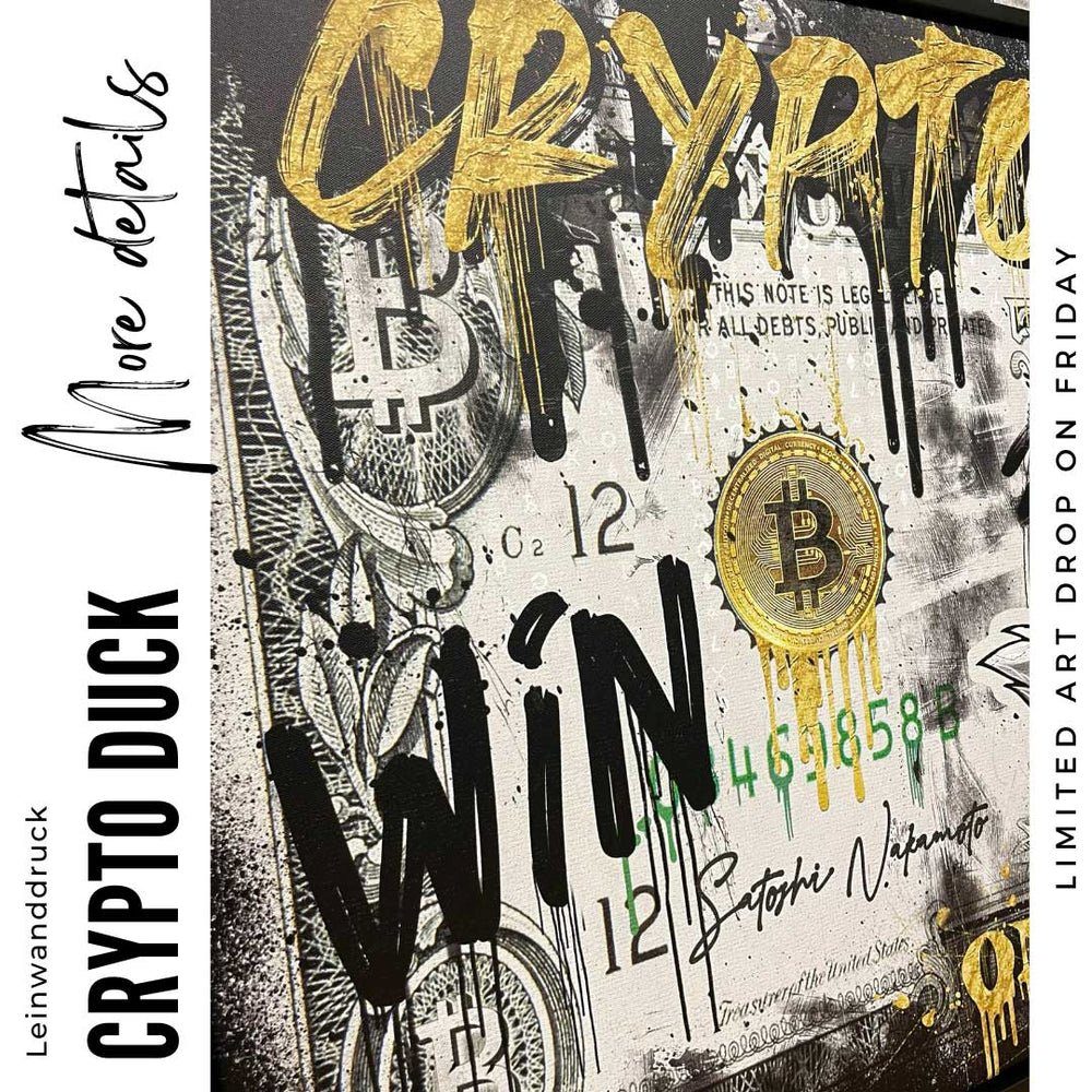 Duck DOTCOMCANVAS® Bitcoin Kunst - Leinwandbild Rahmen schwarzer Crypto auf Leinwand - - Limitiert Leinwandbild,