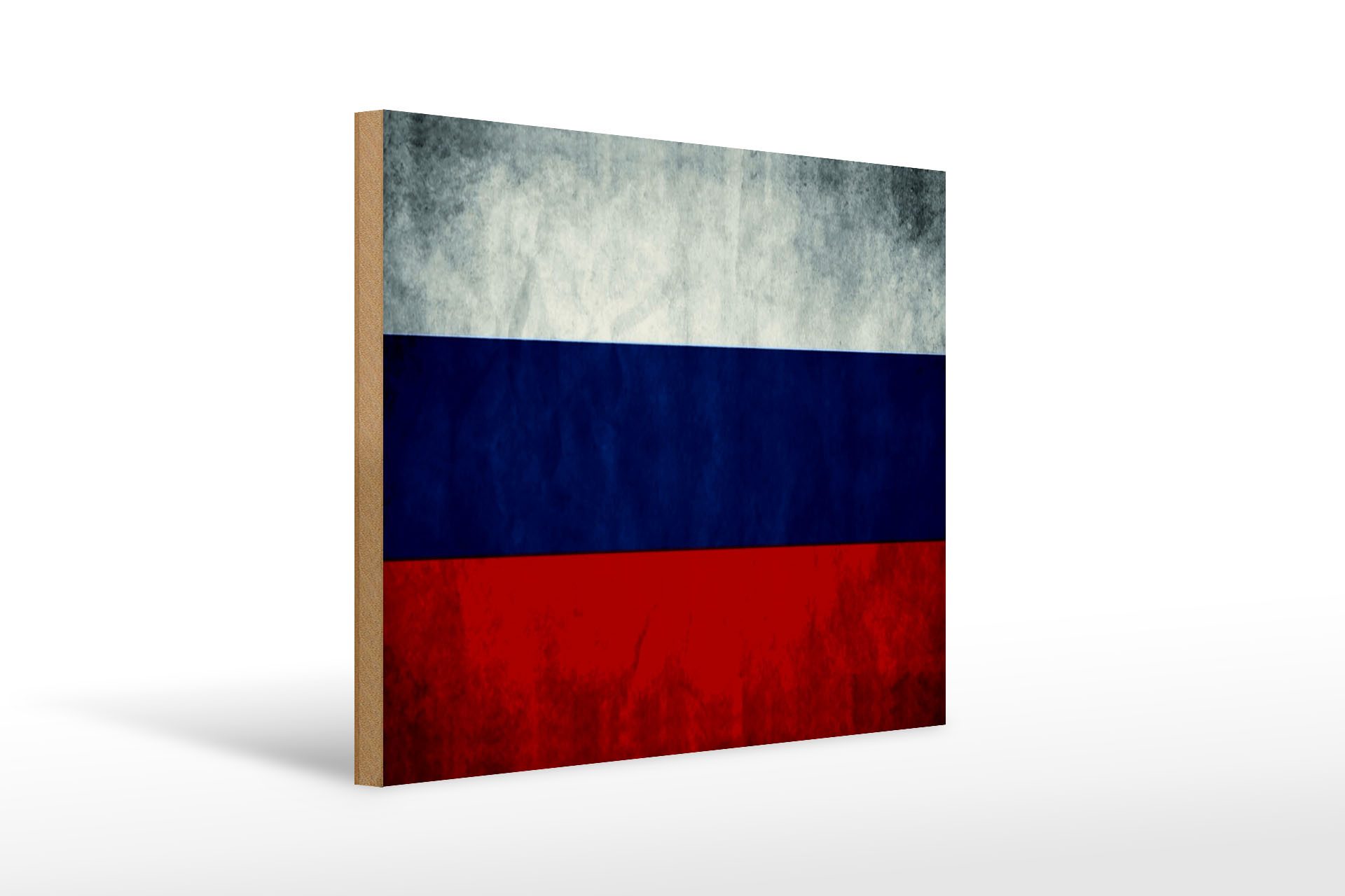Femer GmbH Holzbild Flagge 40x30cm Russland Fahne Russia Flag, Flaggen (1 St), Glatte Holzfaserplatte (MDF), vorn beschichtet