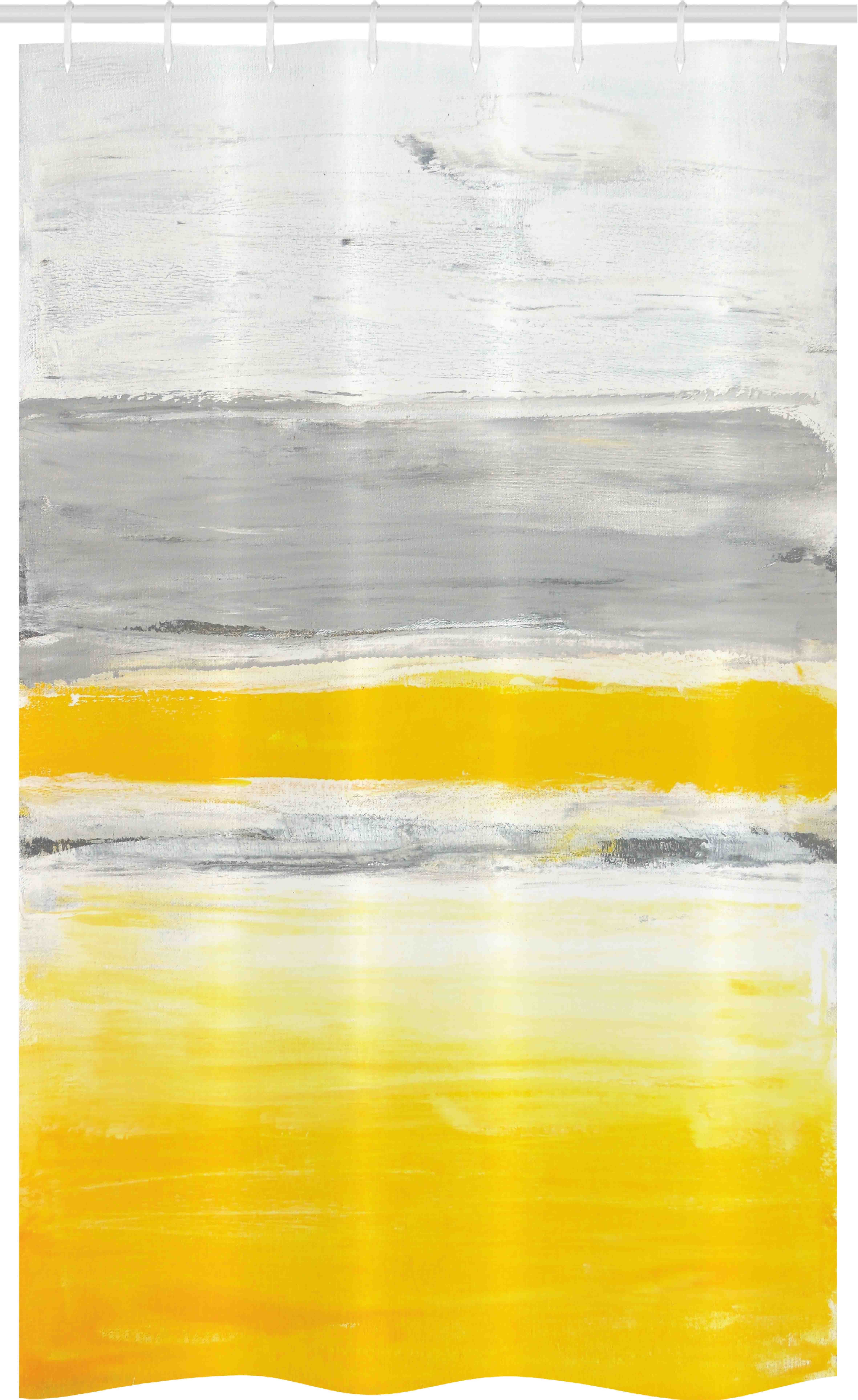 Abakuhaus Duschvorhang Badezimmer Deko Set aus Stoff mit Haken Breite 120 cm, Höhe 180 cm, Gelb Aquarell-Kunst-Entwurf