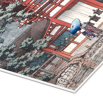 Posterlounge Forex-Bild Kawase Hasui, Leichter Regen an einem Tempel, Wohnzimmer Malerei