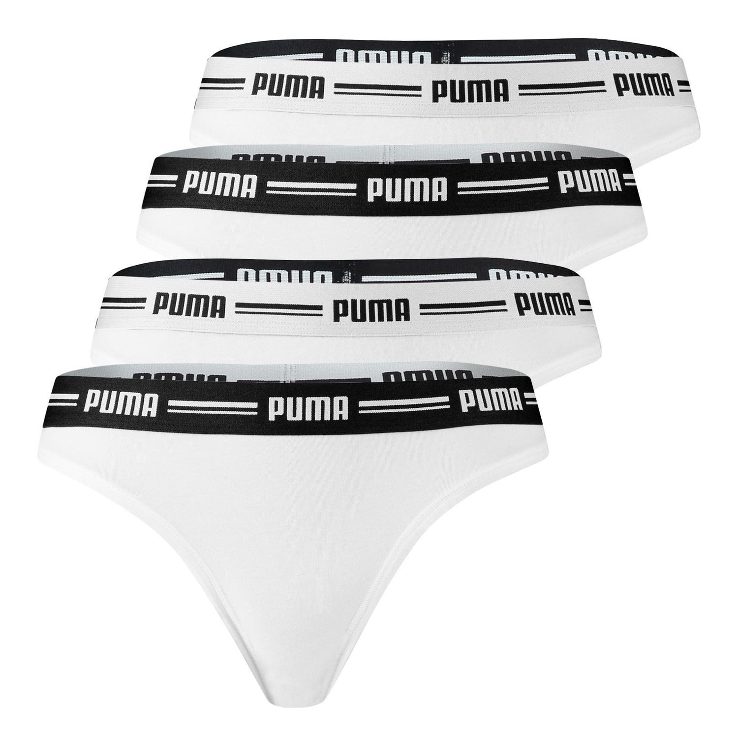 PUMA BODYWEAR String Soft Cotton Modal (Set) Webgummibund, Logo, 4er Pack