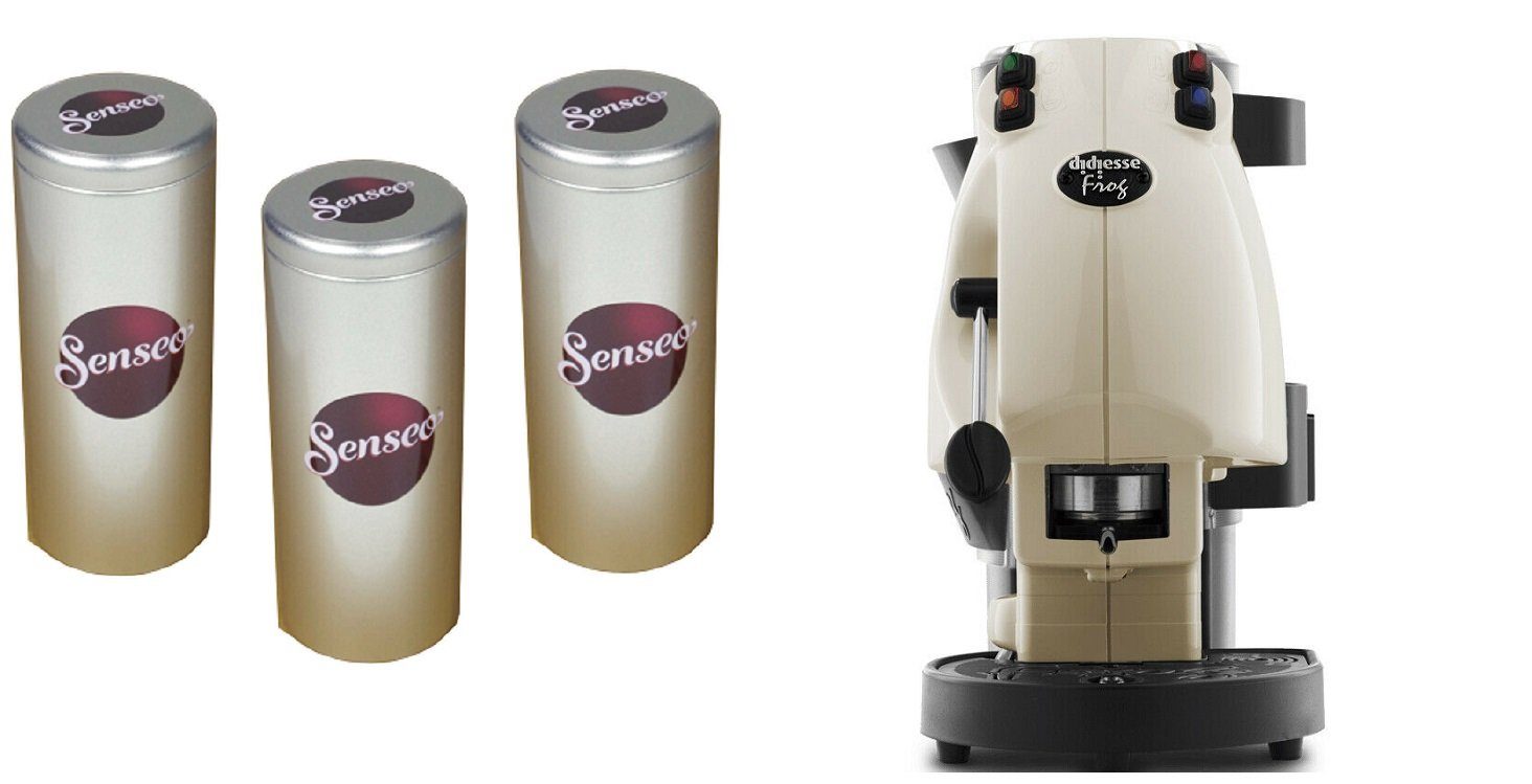 Philips Senseo Metalldosen 3 INKLUSIVE für Beige 20 Espressomaschine, Paddose l Kaffeepads 1,5 Premium je Frog Kaffeedose hochwertige Revolution, Didiesse