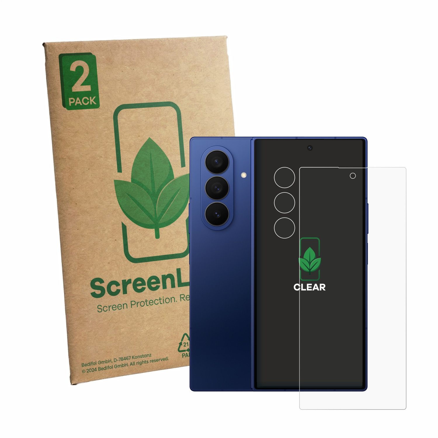 ScreenLeaf Displayschutzfolie Schutzfolie für Samsung Galaxy Z Fold 7 (Display+Kamera), 2 Stück, Displayschutz Schutz Folie Klar Transparent
