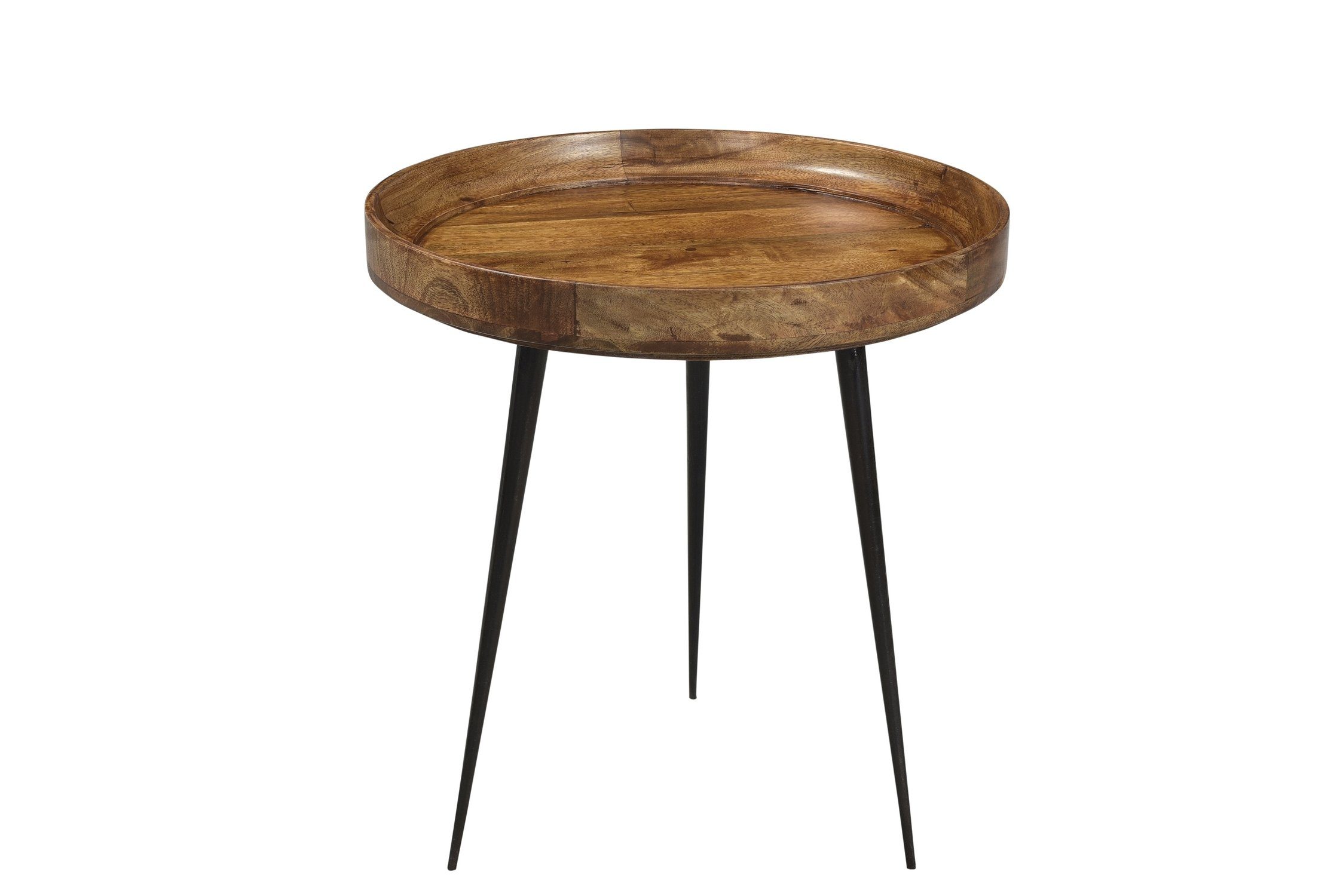 TPFLiving Beistelltisch mit erhöhtem Rand (dreibeiniges Gestell, Höhe des Rahmens 6,2 cm, Couchtisch - Sofatisch - Kaffeetisch - Ablagetisch), Platte Mango, Gestell Metall - Platte braun, Gestell schwarz. Reduzierter Preis € 180,45. Unverbindliche Preisempfehlung € 299,00